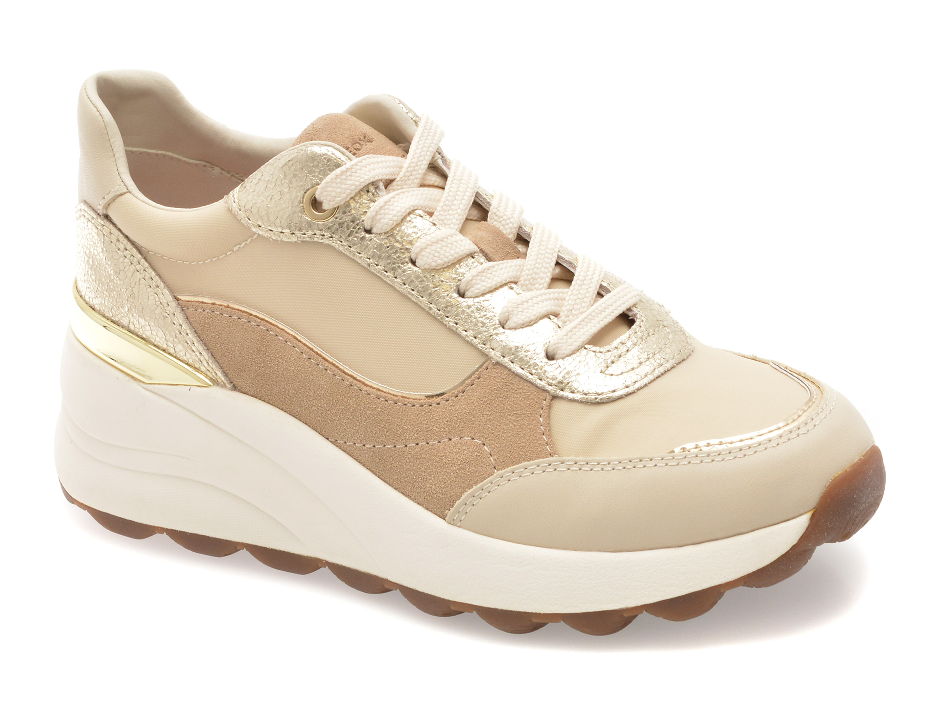Pantofi sport GEOX bej, D65WAB, din material textil si piele naturala