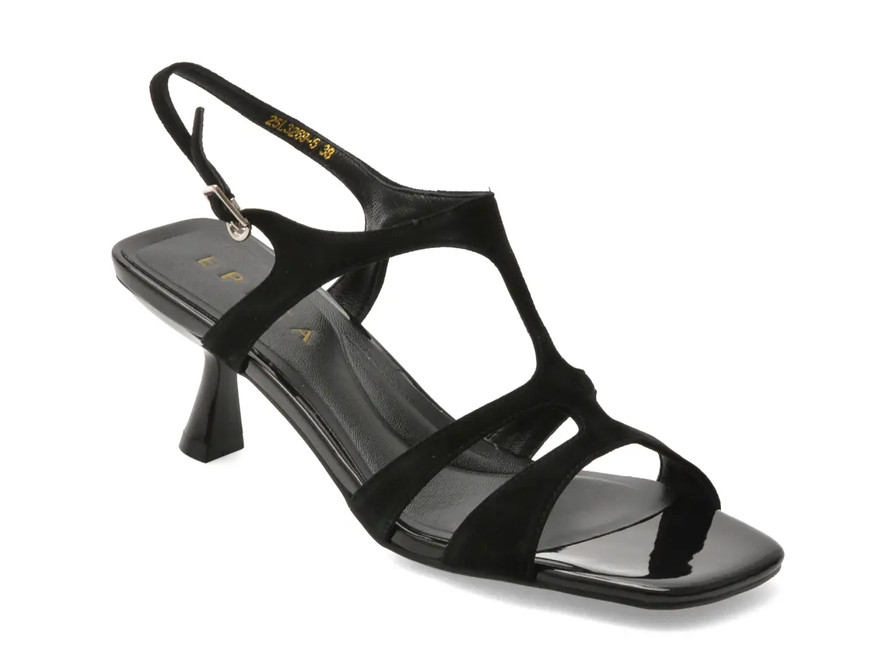 Sandale elegante EPICA negre, 3269, din piele intoarsa