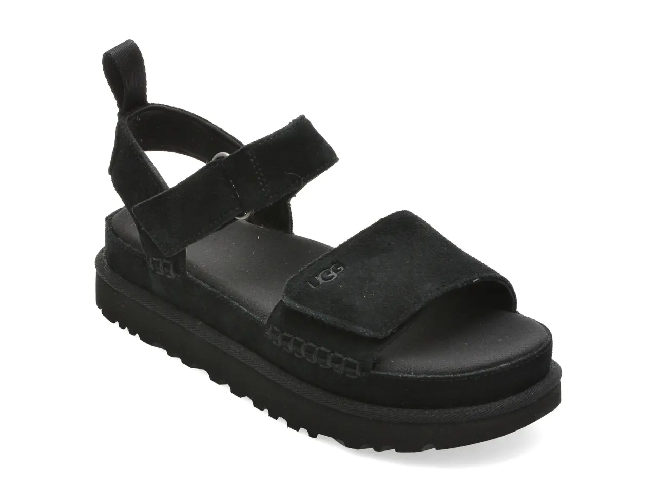 Sandale UGG negre, GOLDEN STAR, din piele intoarsa