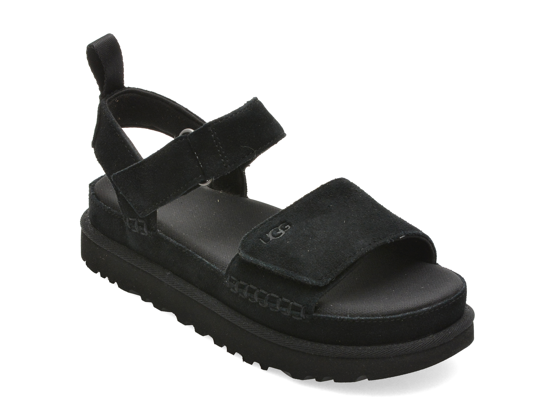 Sandale UGG negre, GOLDEN STAR, din piele intoarsa