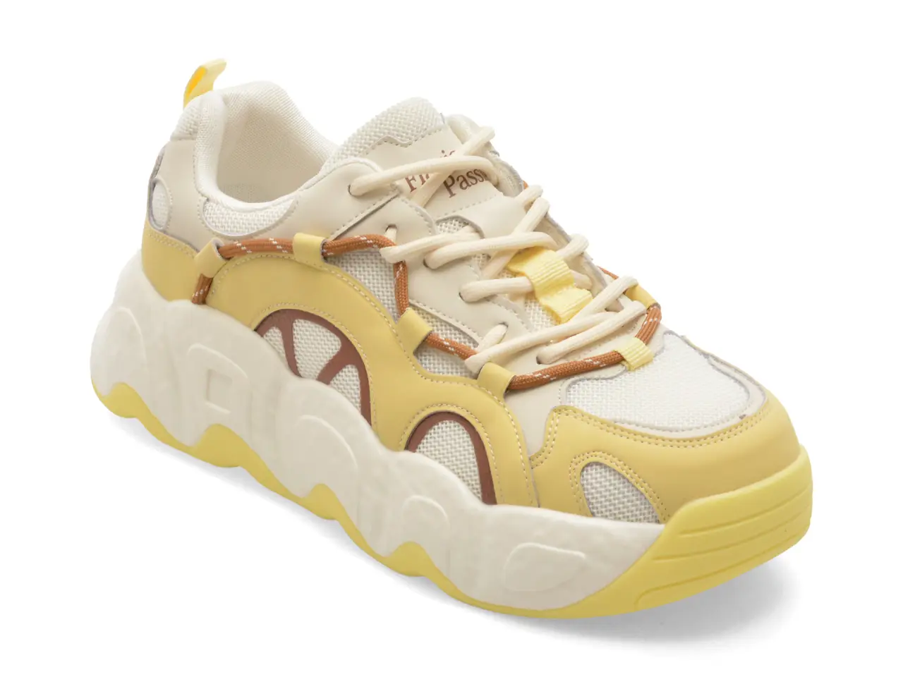 Pantofi sport FLAVIA PASSINI galbeni, 5376, din material textil si piele naturala