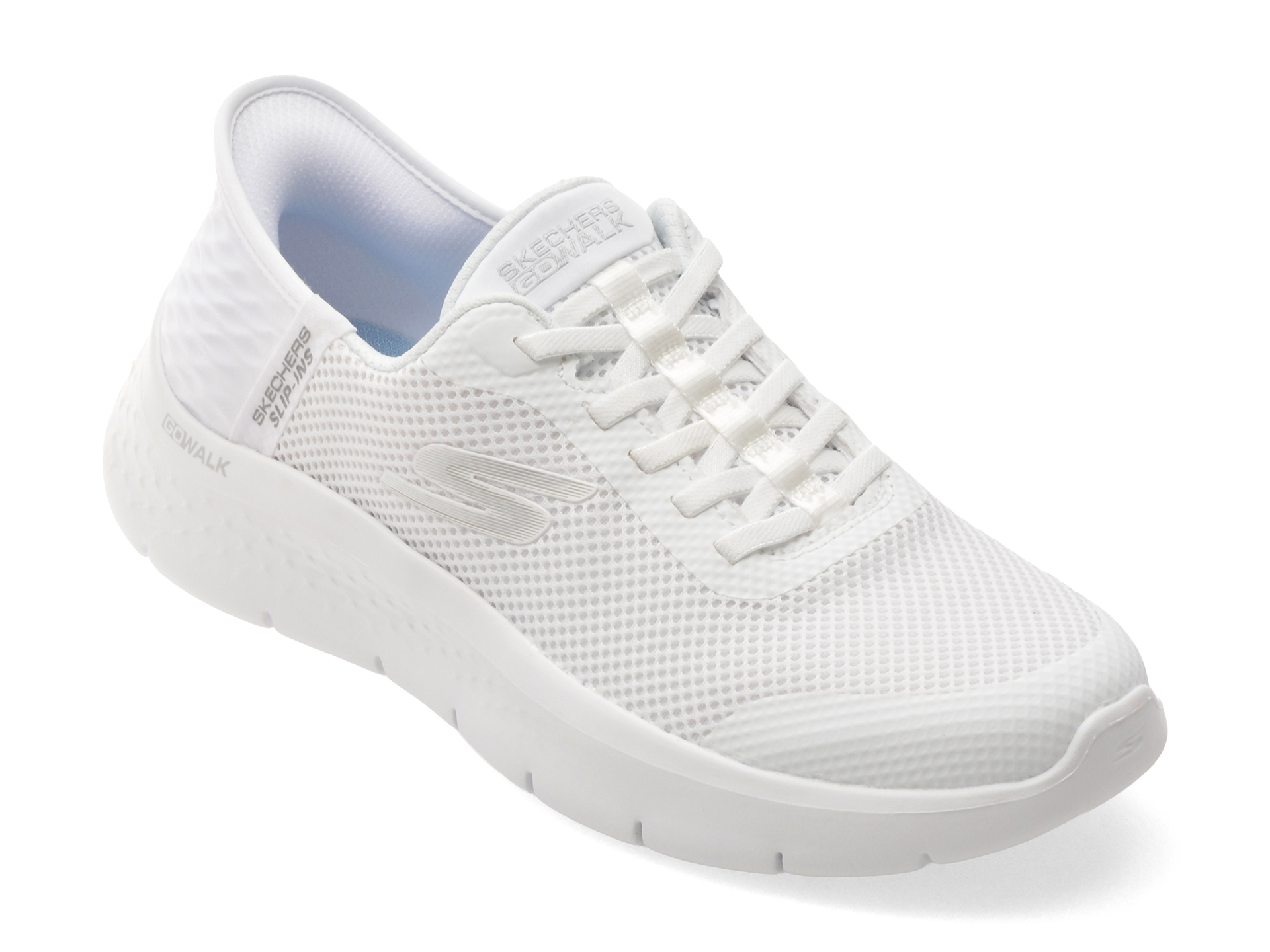 Pantofi sport SKECHERS albi, GO WALK FLEX, din material textil