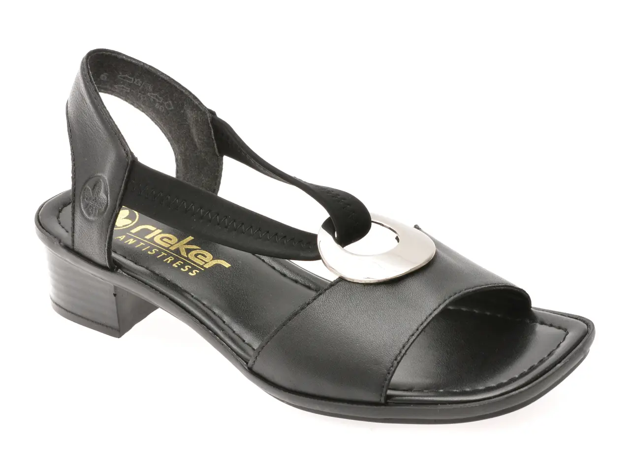 Sandale RIEKER negre, 62662, din piele naturala