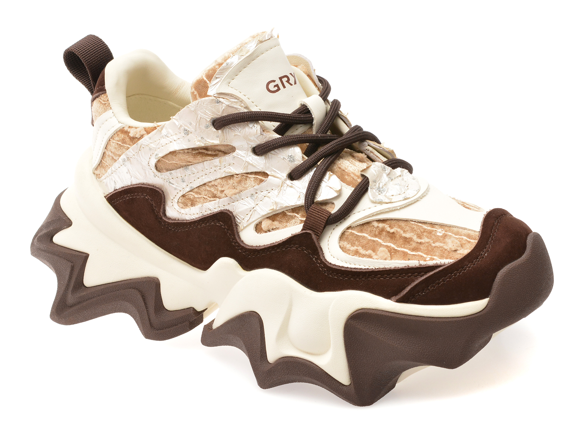 Pantofi sport GRYXX albi, 100861, din material textil si piele naturala