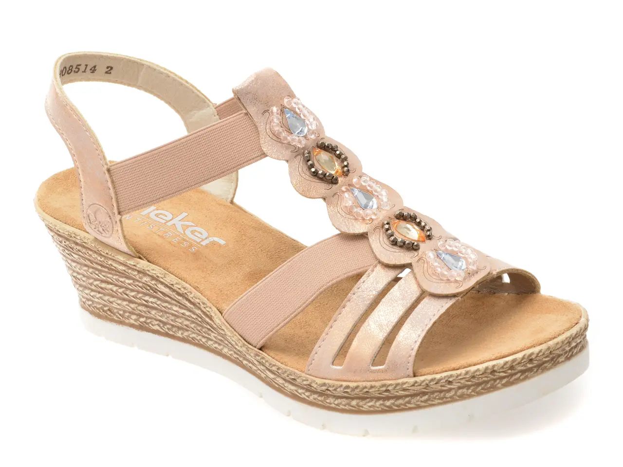 Sandale RIEKER roz, 619B2, din piele ecologica