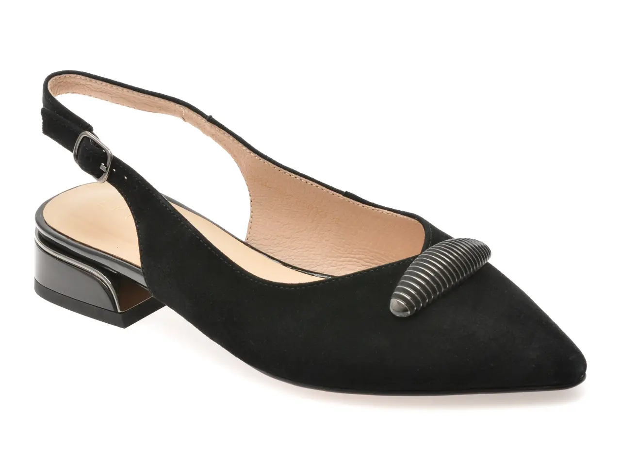 Pantofi eleganti EPICA negri, 5K344, din piele intoarsa