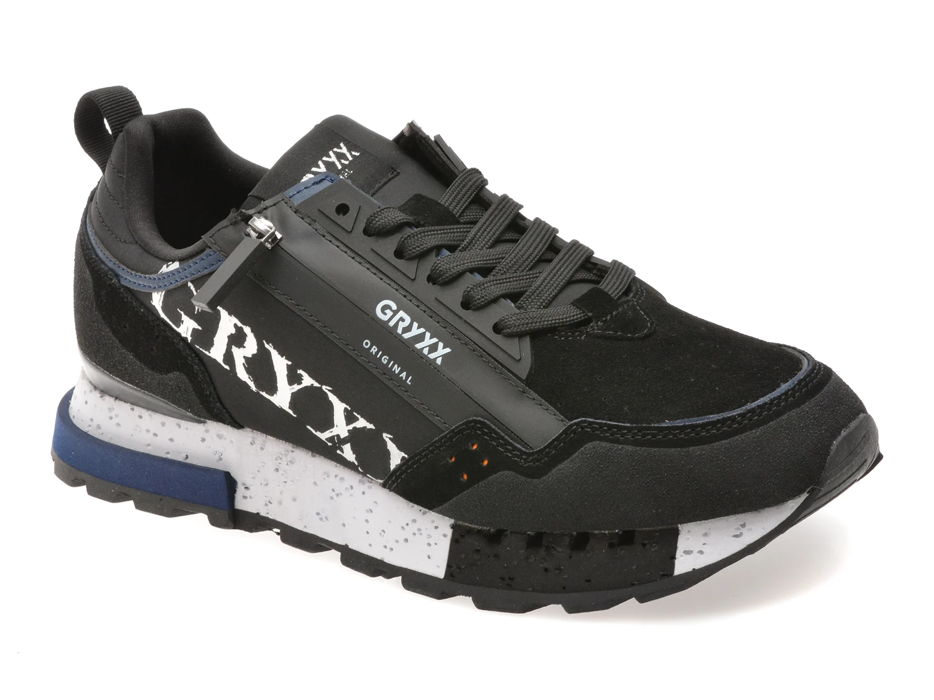 Pantofi sport GRYXX negri, 6013, din material textil si piele naturala