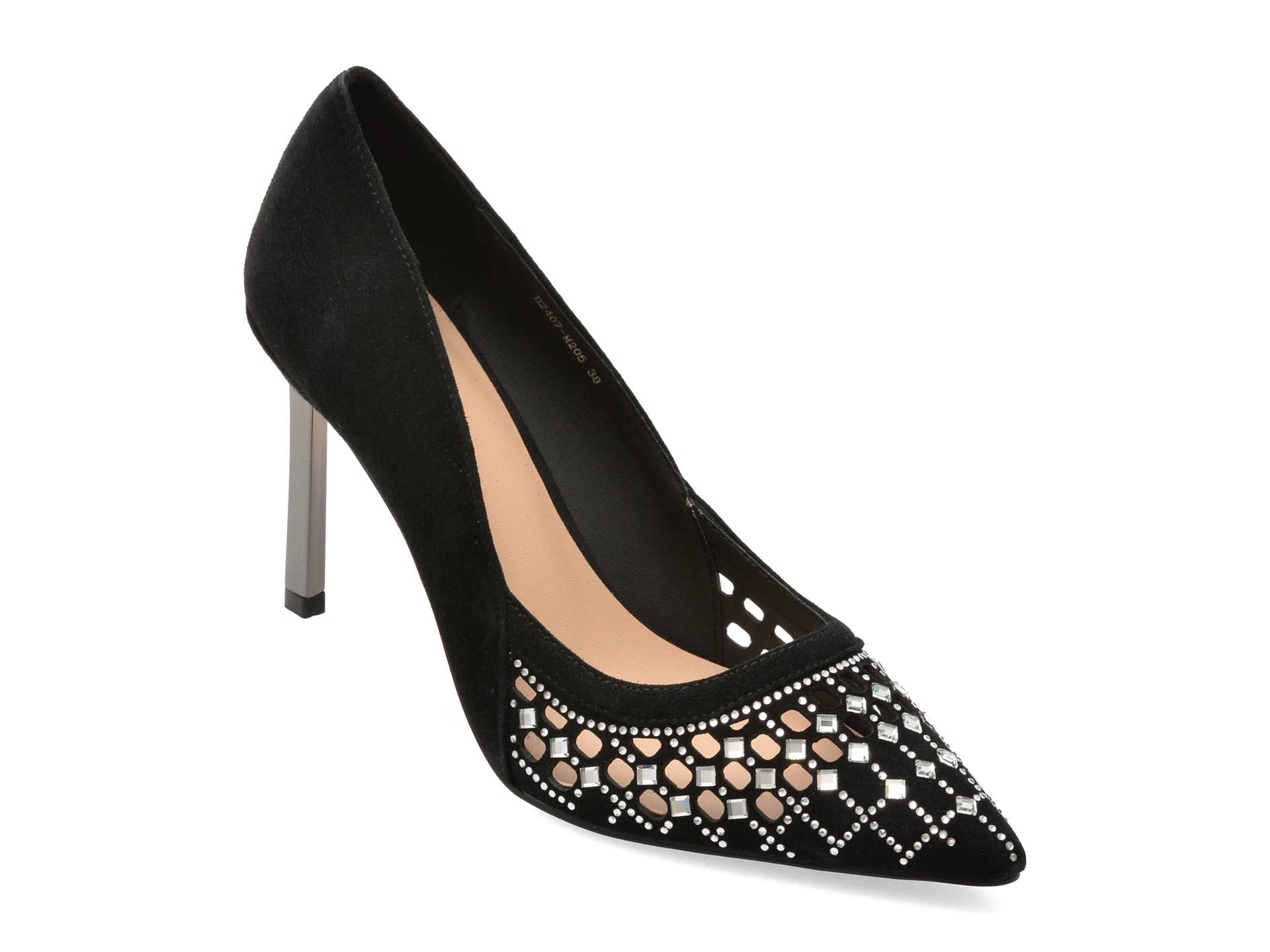 Pantofi eleganti FLAVIA PASSINI negri, M205, din piele intoarsa