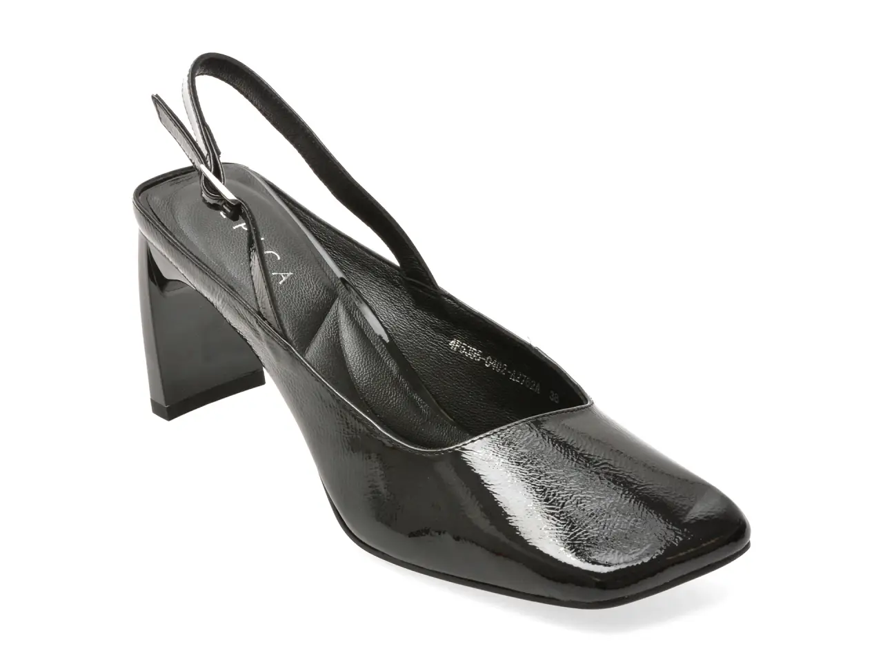 Pantofi eleganti EPICA negri, 4F5395, din piele naturala lacuita