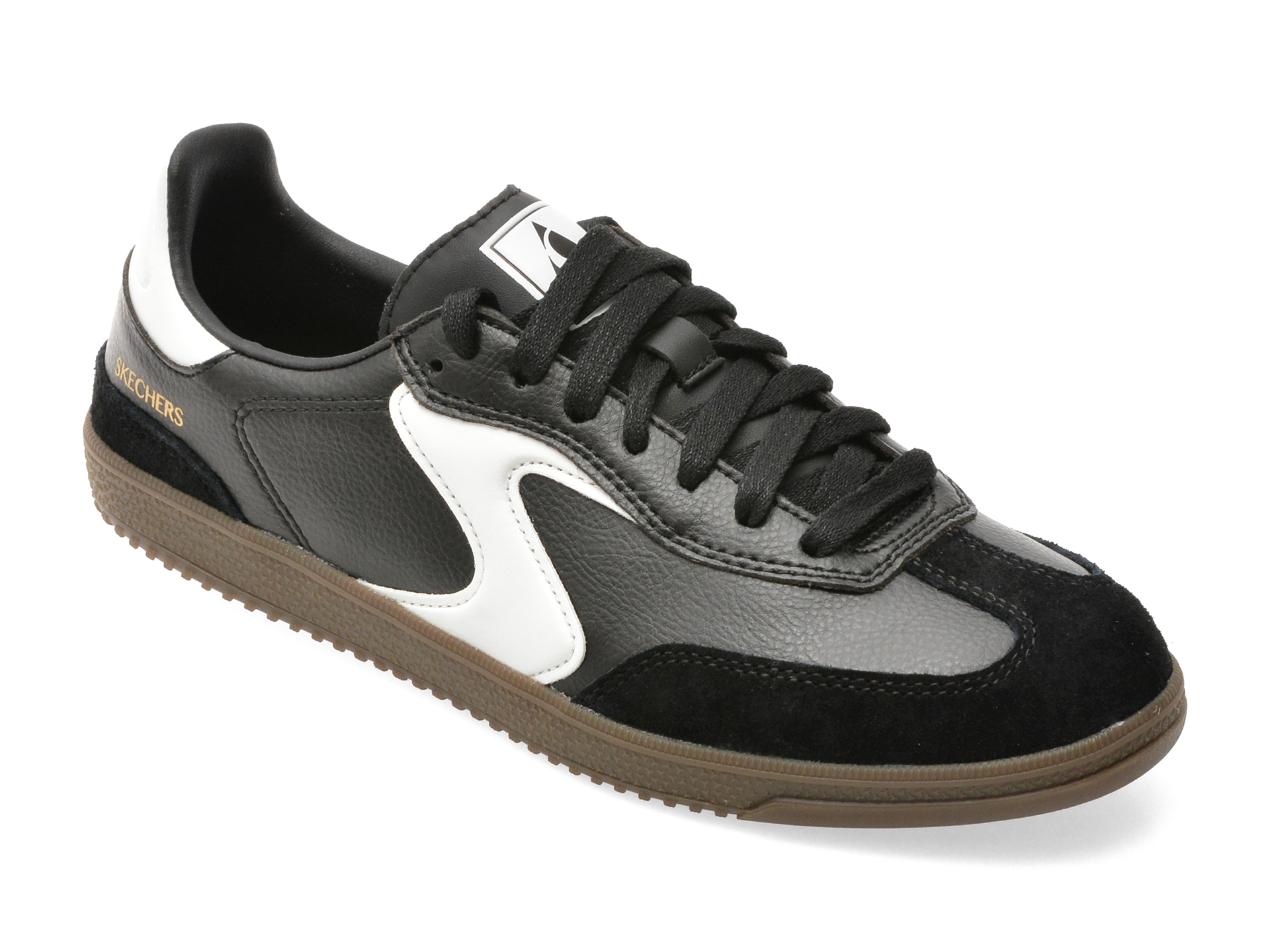 Pantofi sport SKECHERS alb-negru, HOTSHOT, din piele naturala
