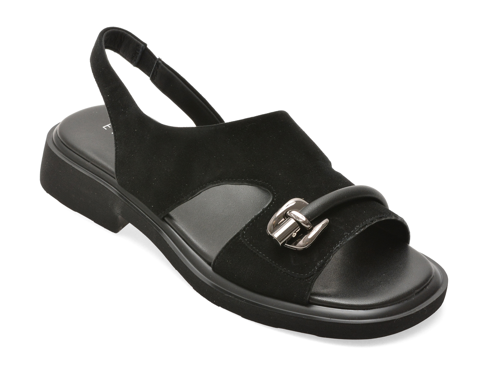 Sandale EPICA negre, 1302H28, din piele intoarsa