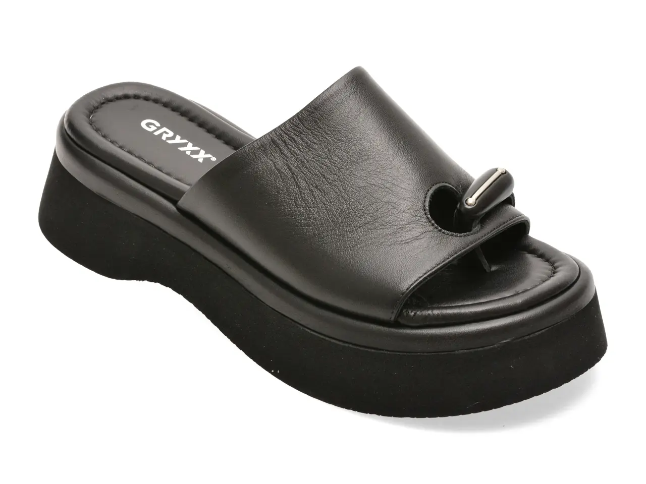 Papuci GRYXX negri, 4714750, din piele naturala