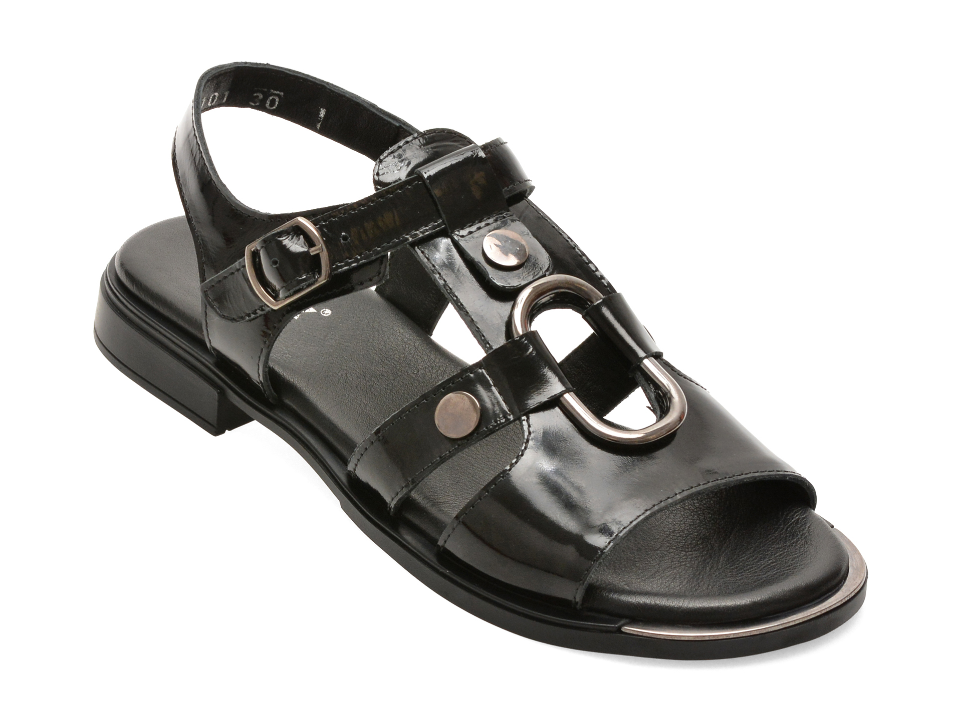 Sandale GRYXX negre, 3810101, din piele naturala lacuita