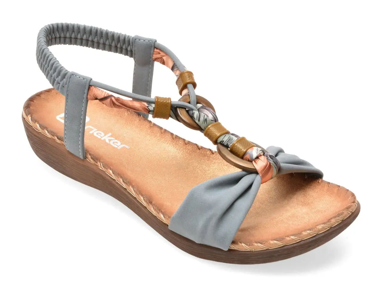 Sandale RIEKER albastre, V7568, din piele ecologica