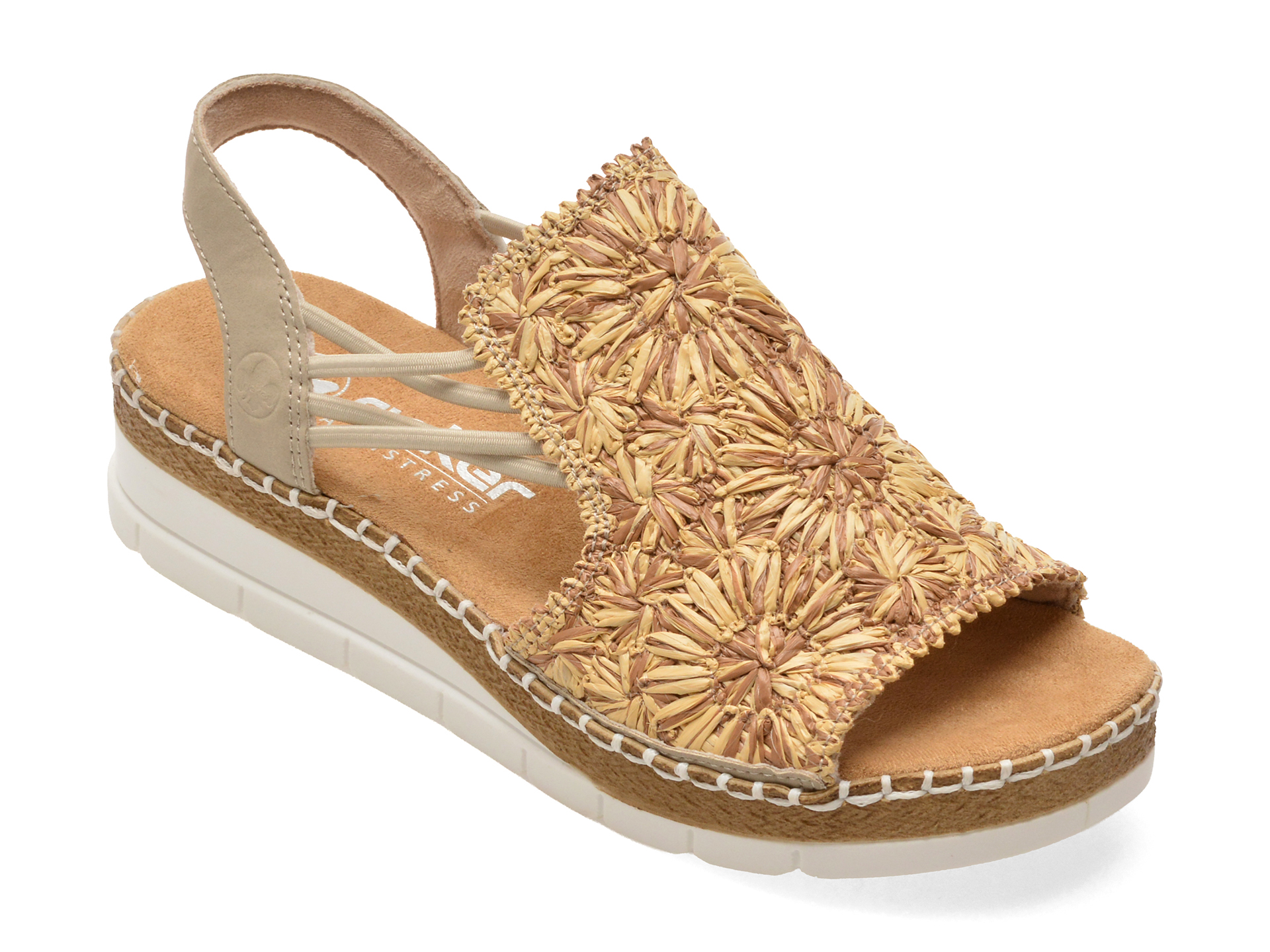 Sandale RIEKER bej, V1268, din piele ecologica
