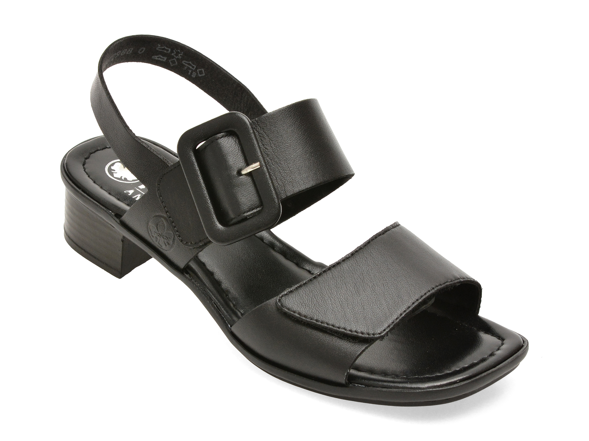 Sandale RIEKER negre, 62663, din piele naturala