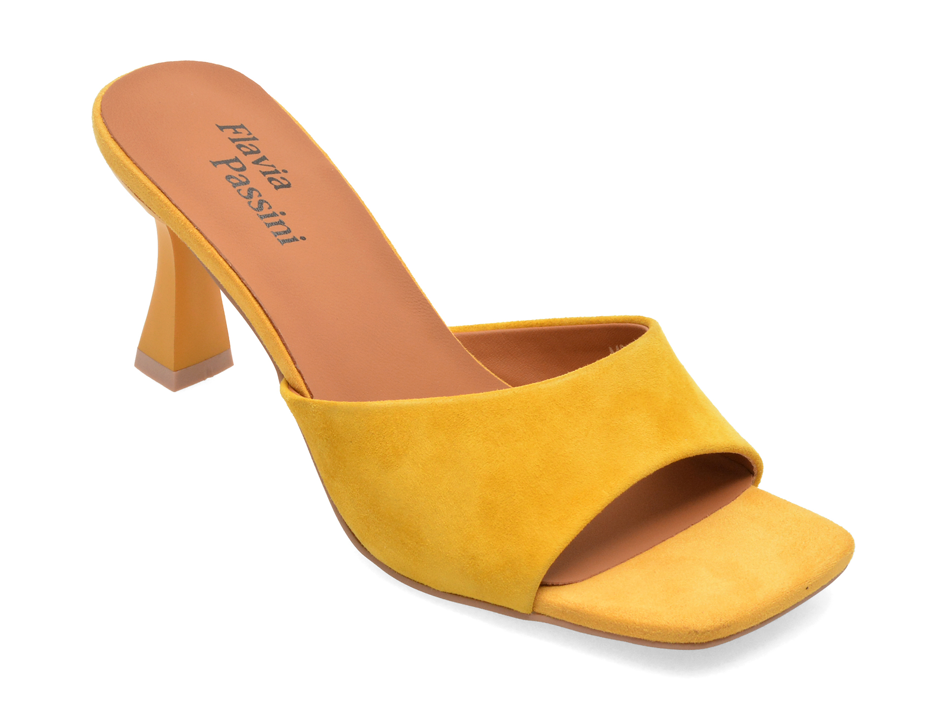 Papuci eleganti FLAVIA PASSINI galbeni, A492, din piele intoarsa