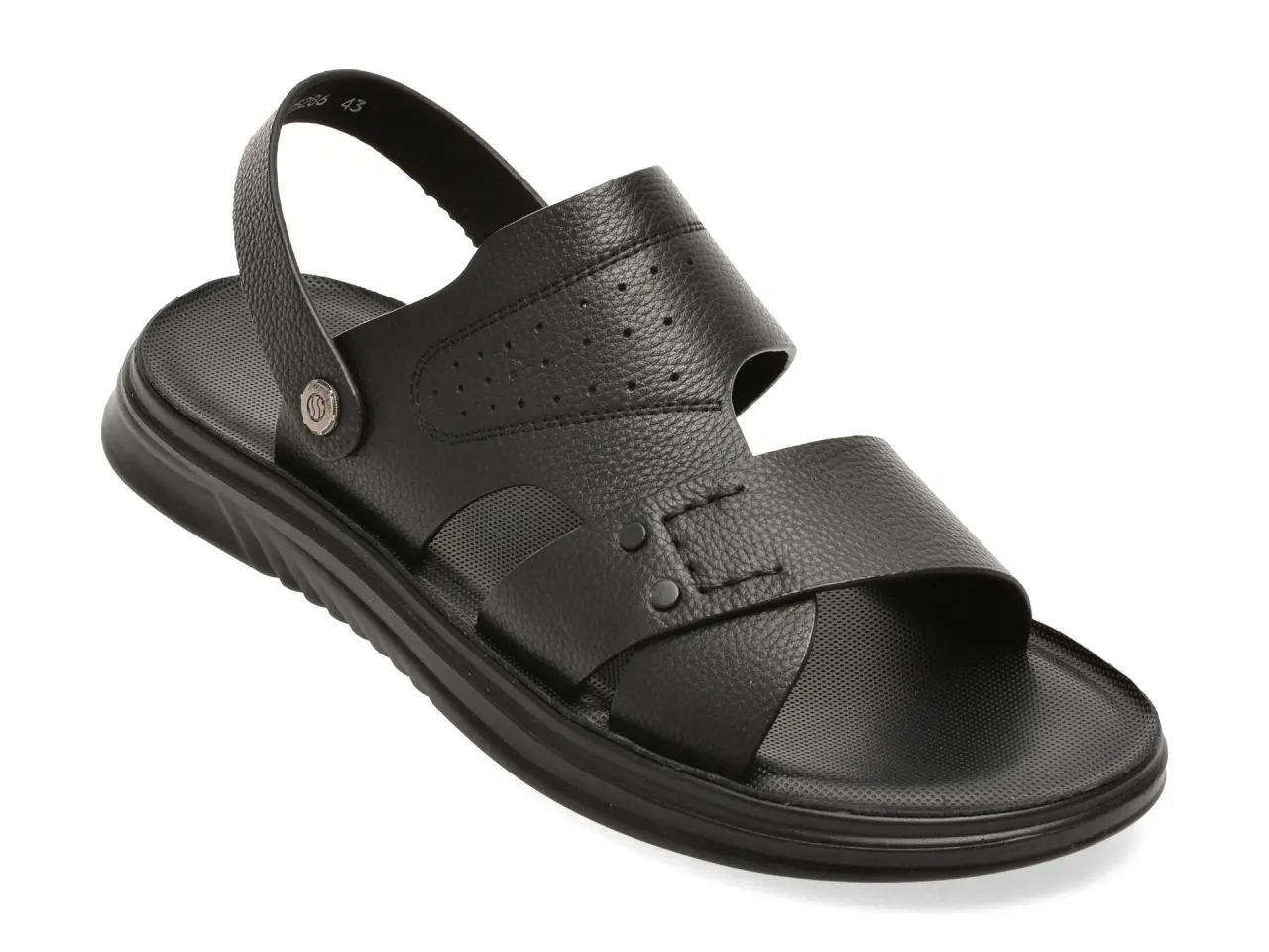 Sandale OTTER negre, 25286, din piele naturala