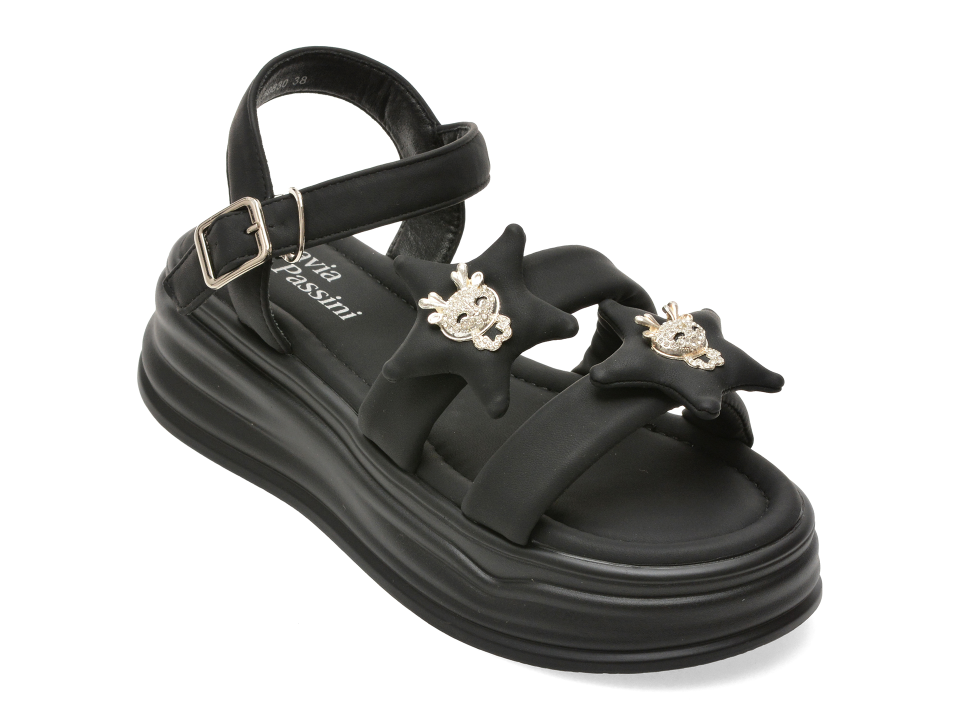 Sandale FLAVIA PASSINI negre, 50830, din piele ecologica