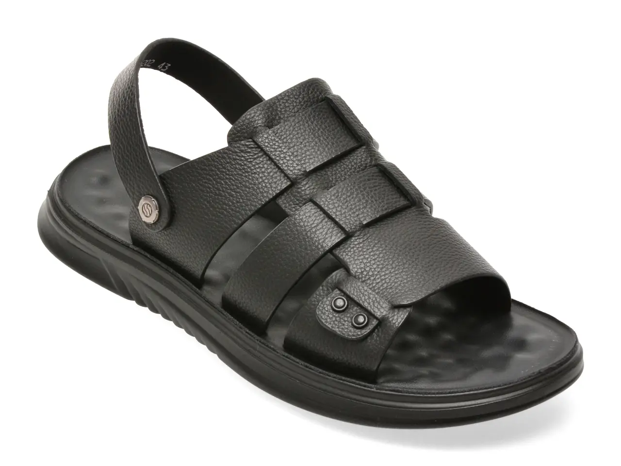 Sandale OTTER negre, D6202, din piele naturala