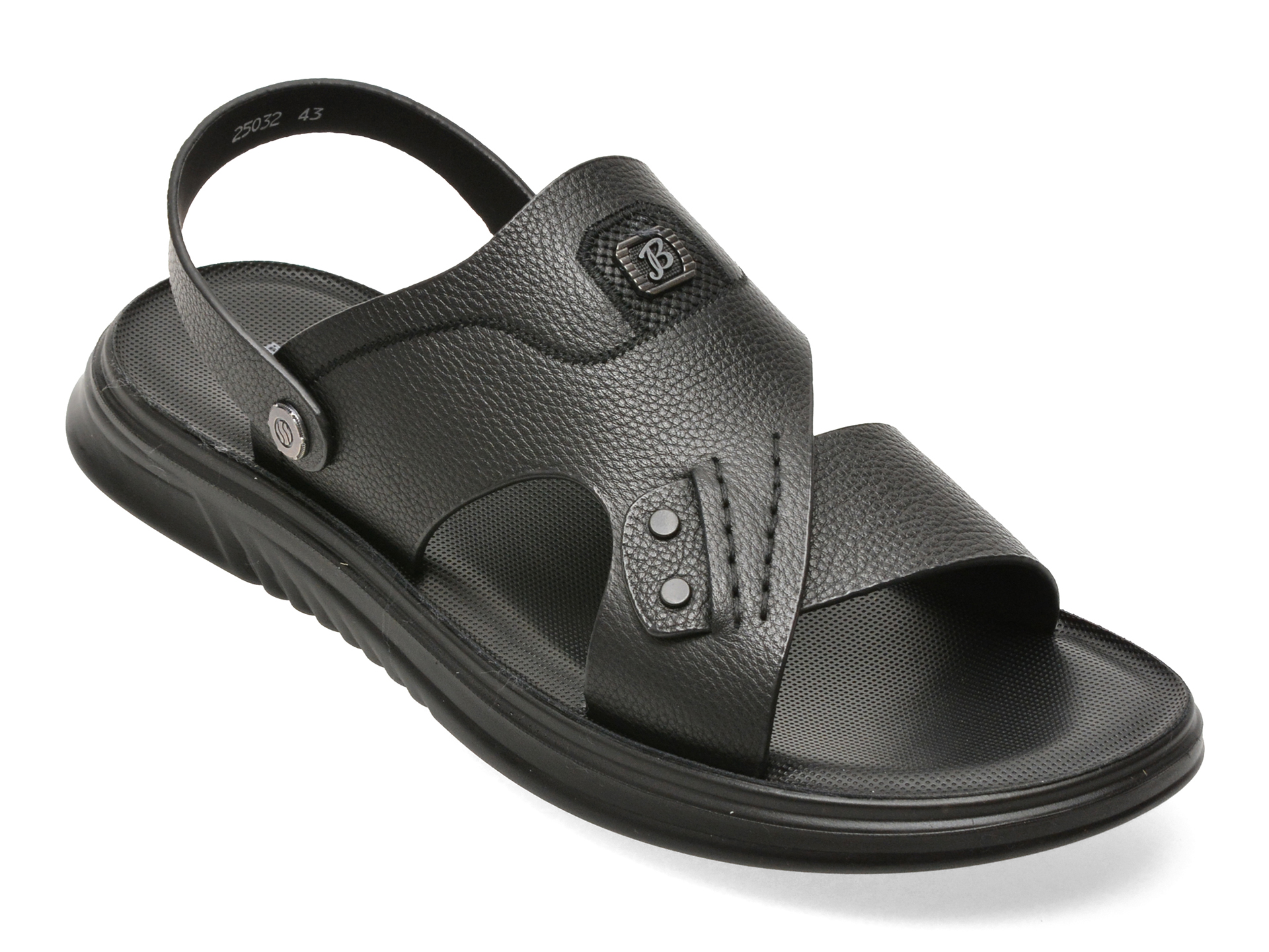 Sandale BITE THE BULLET negre, 25032, din piele naturala