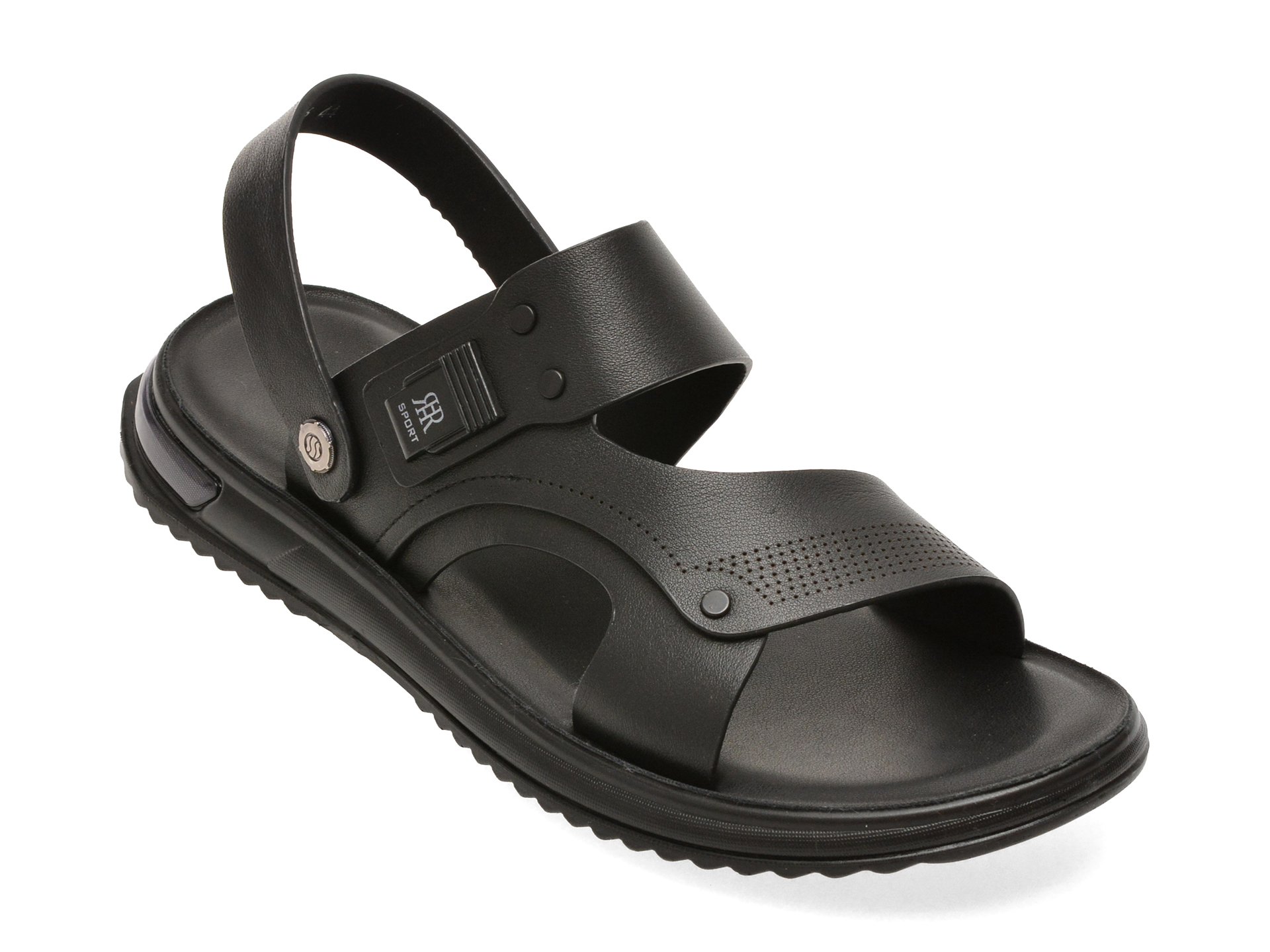 Sandale BITE THE BULLET negre, D2366, din piele naturala