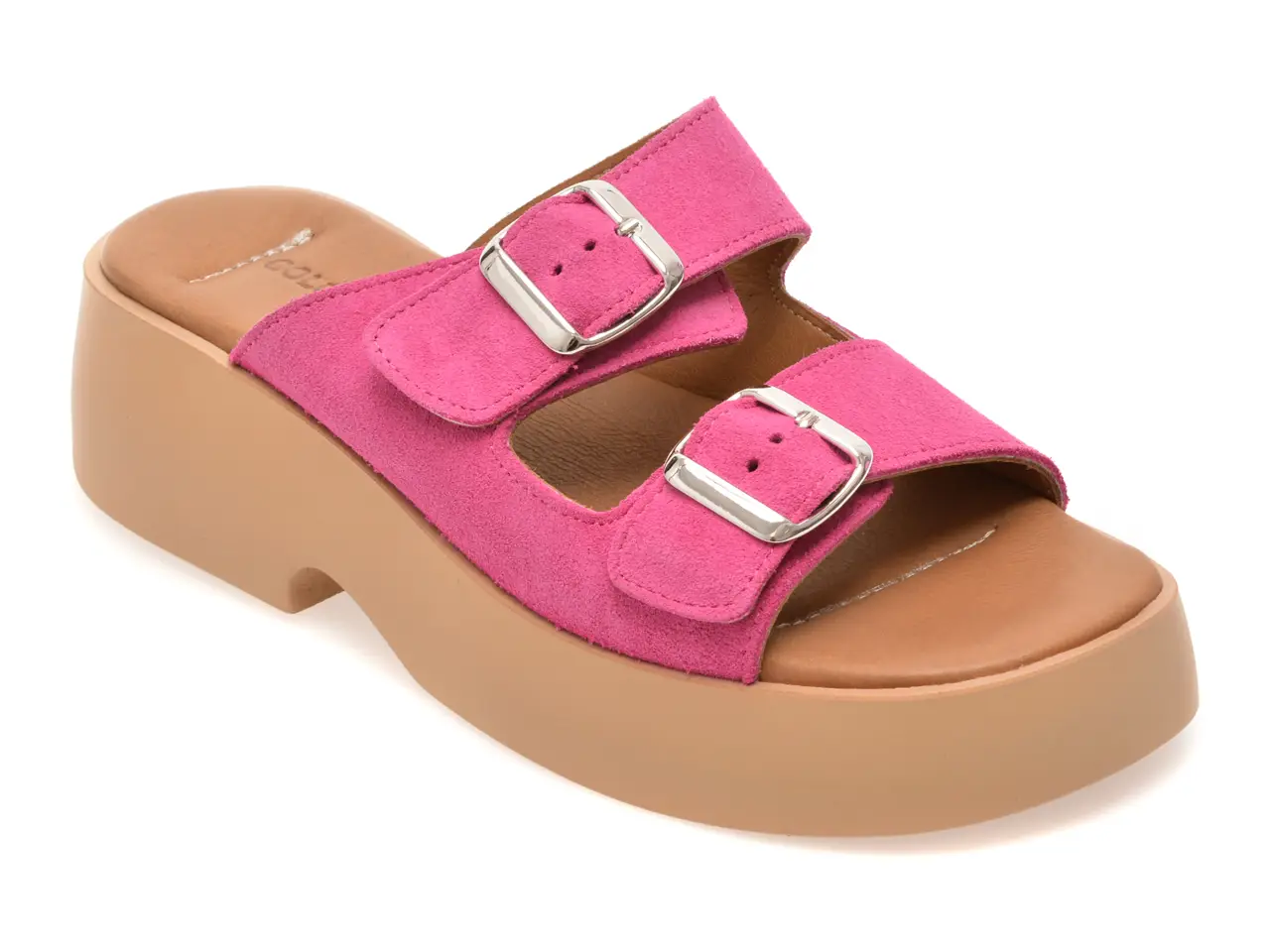 Papuci GOLD DEER fucsia, 13228, din piele intoarsa