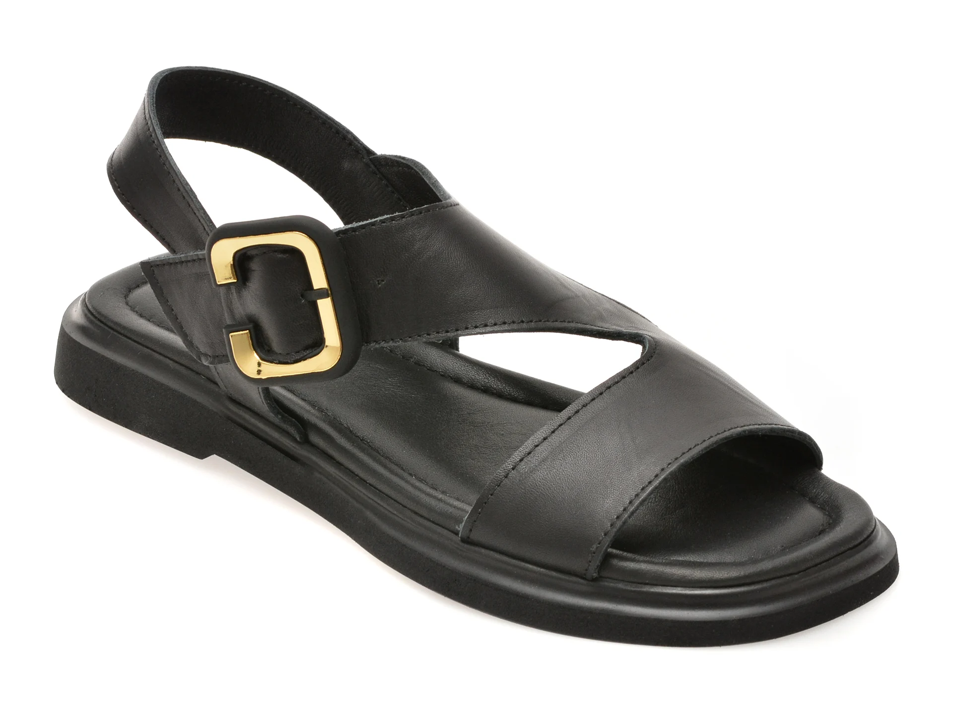 Sandale GOLD DEER negre, 22081, din piele naturala