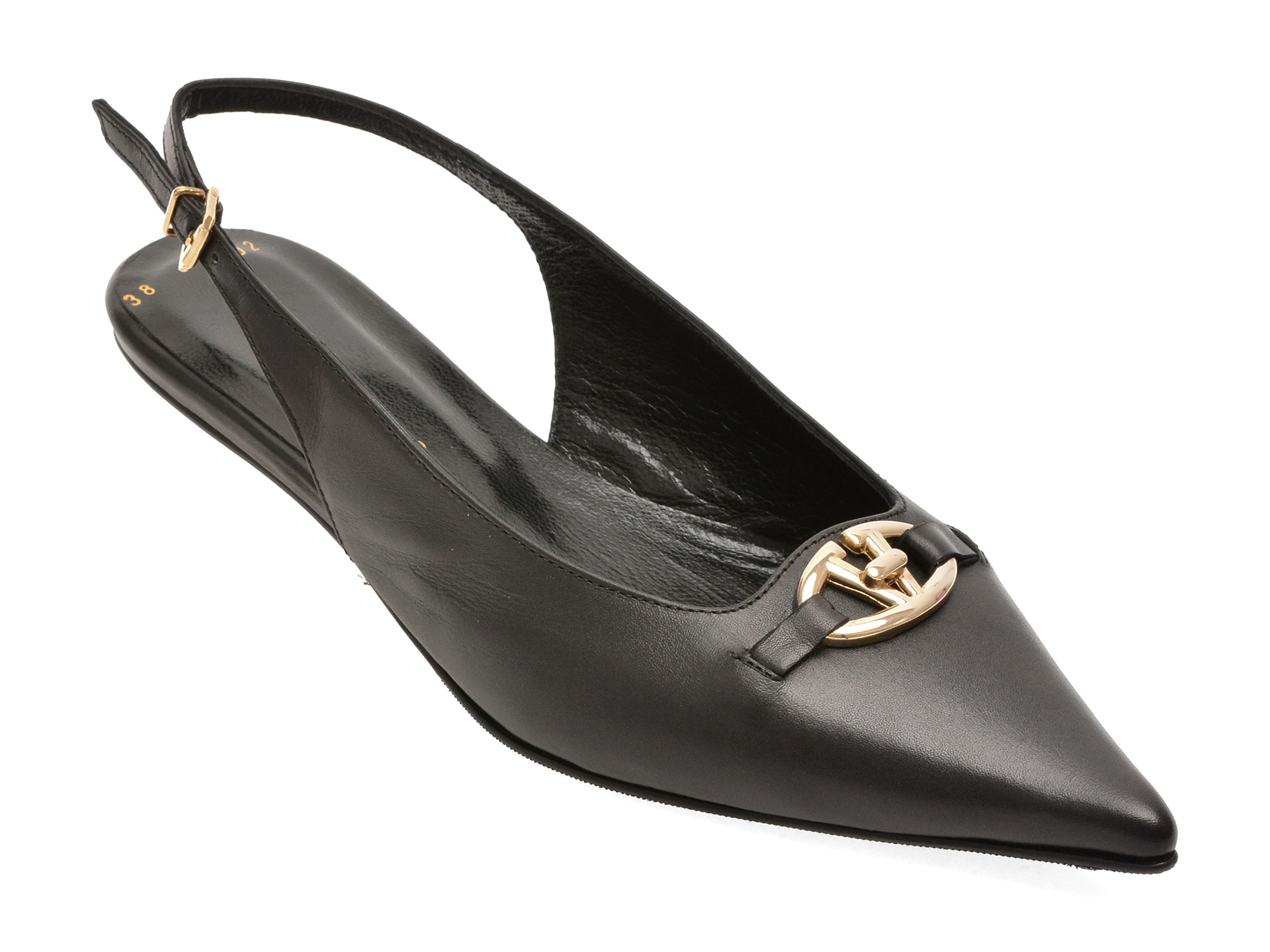 Pantofi eleganti GOLD DEER negri, 432102, din piele naturala