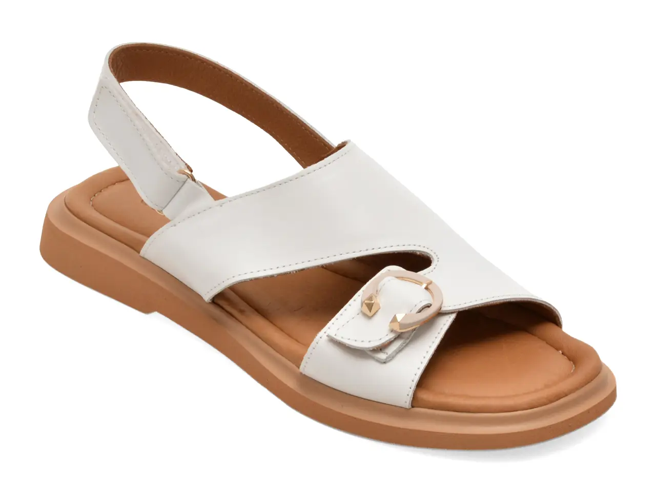 Sandale GOLD DEER albe, 22083, din piele naturala