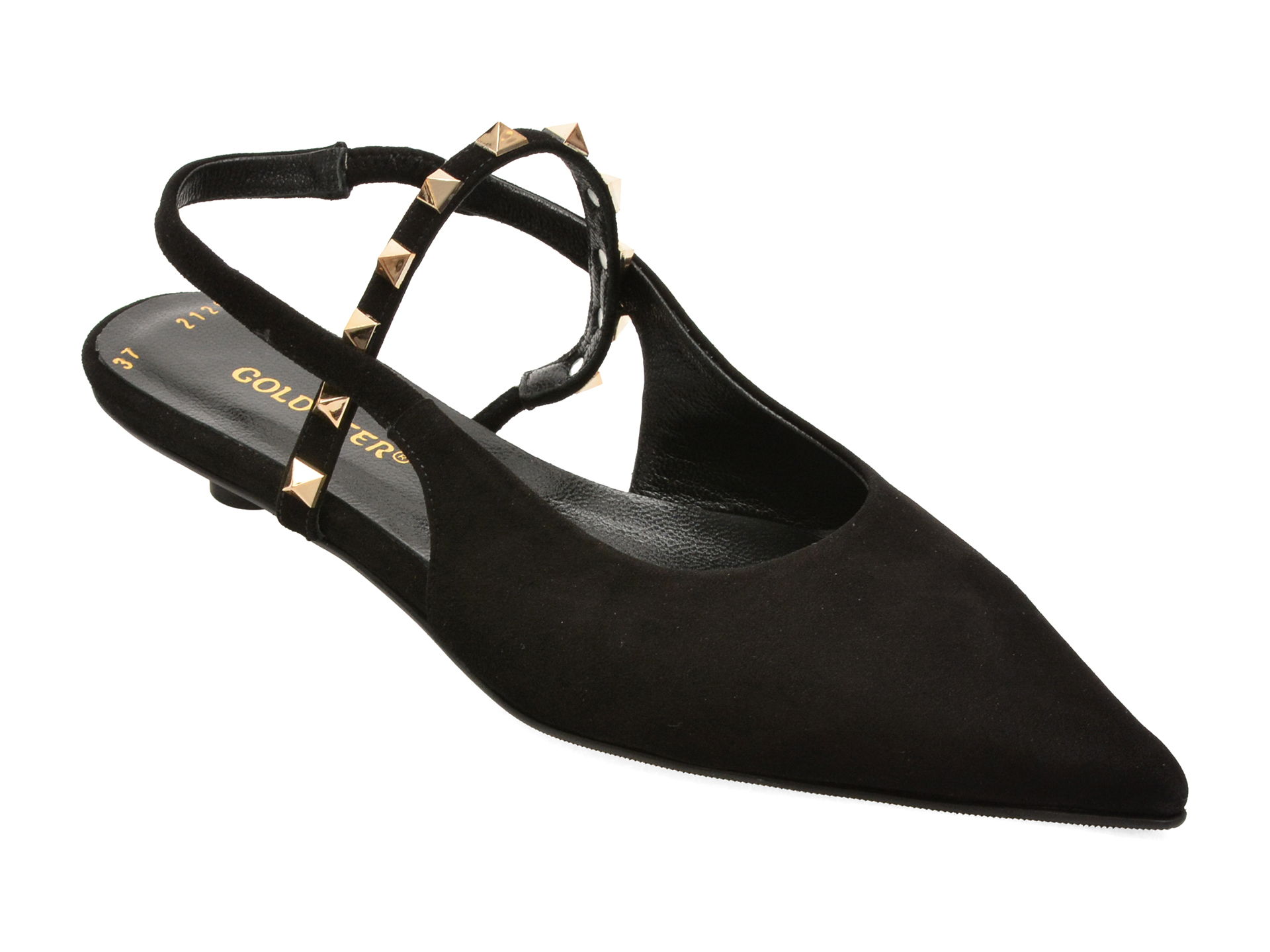 Pantofi eleganti GOLD DEER negri, 432120, din piele intoarsa