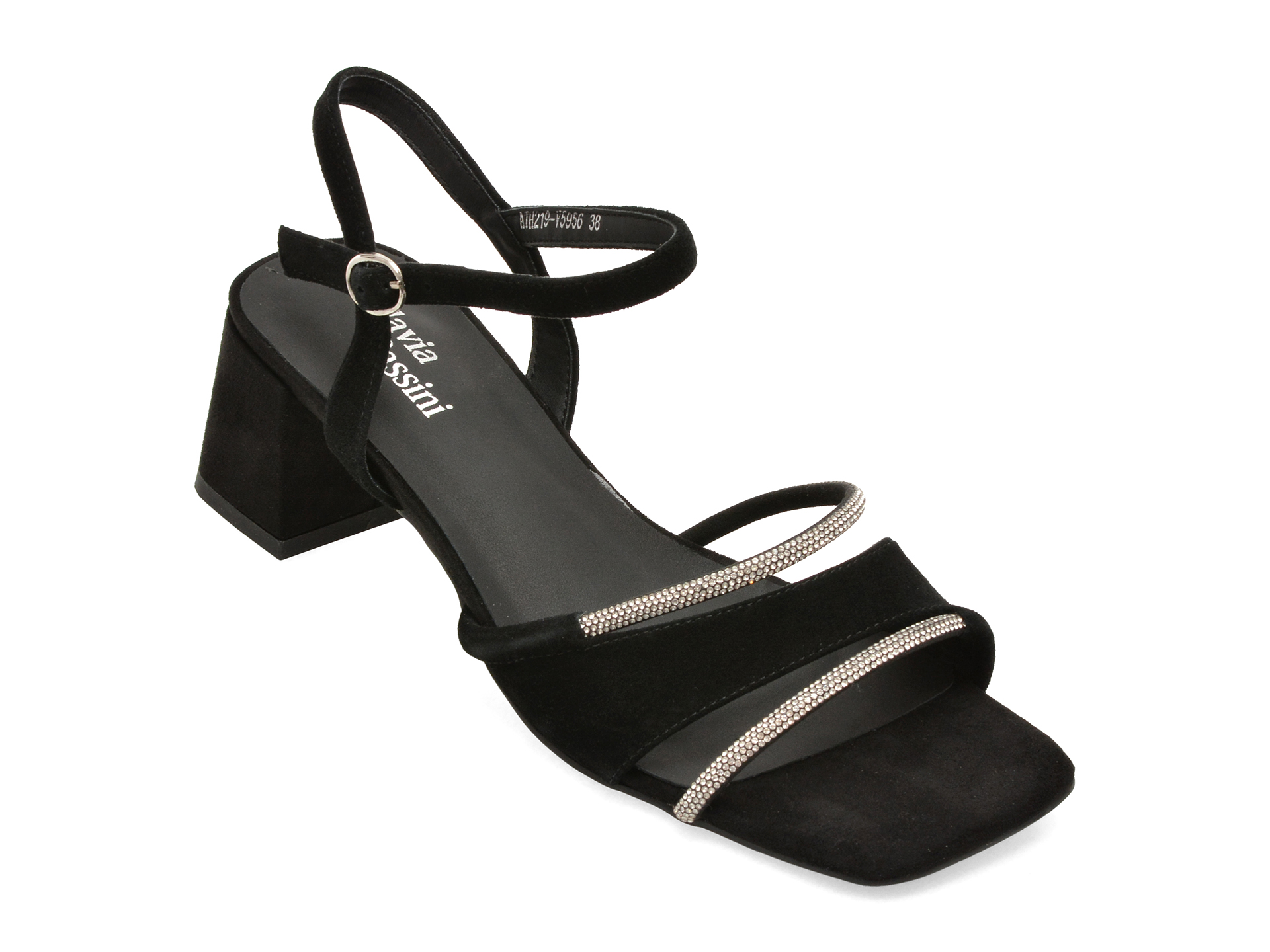 Sandale elegante FLAVIA PASSINI negre, ATH219, din piele intoarsa