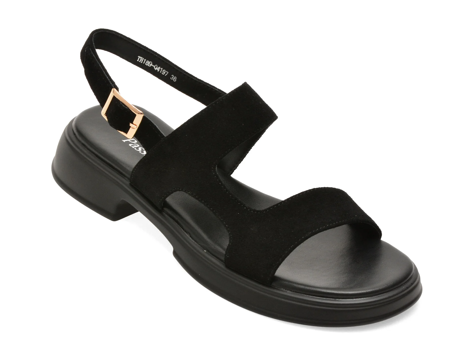 Sandale FLAVIA PASSINI negre, TH189, din piele intoarsa
