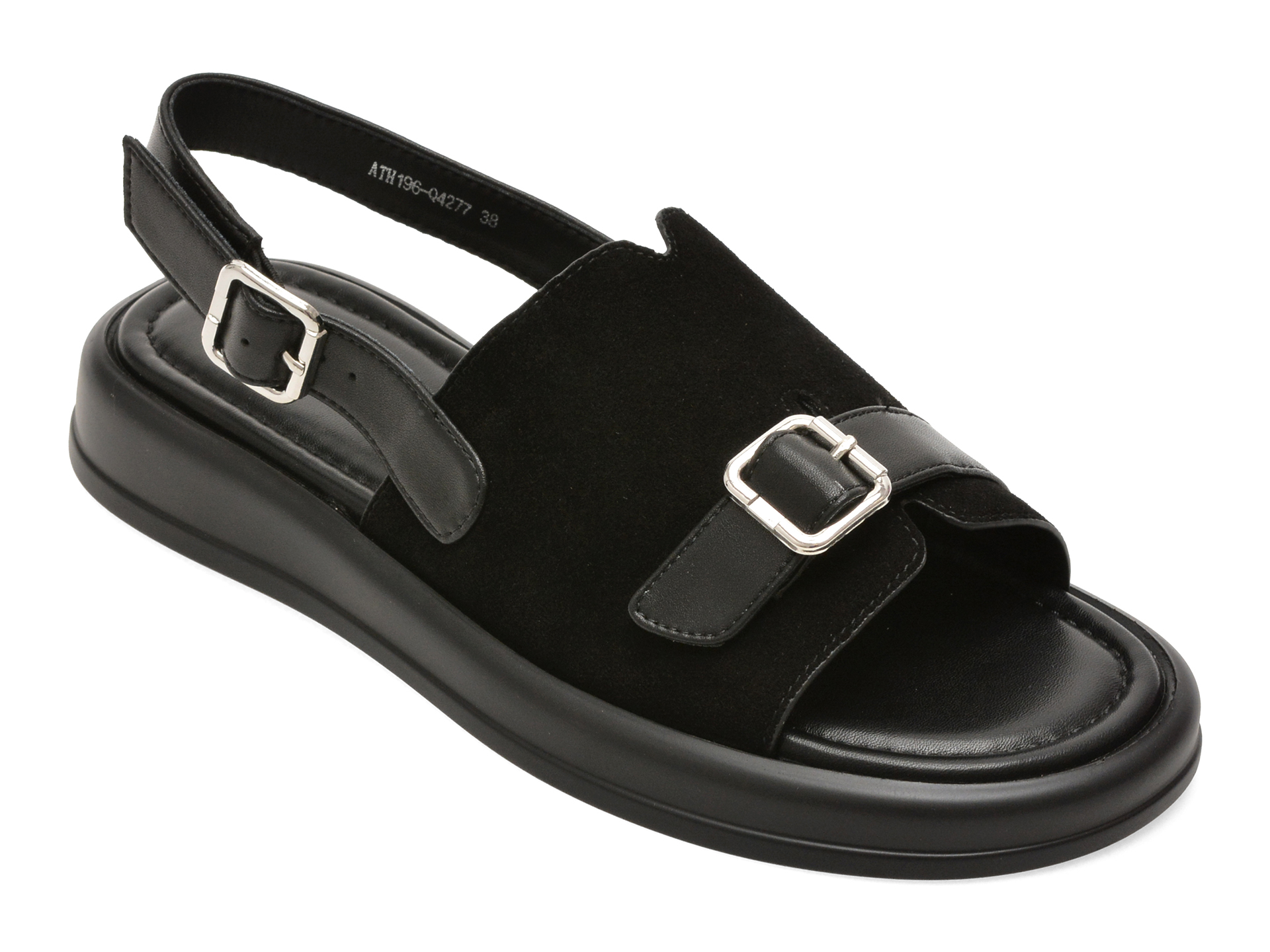 Sandale FLAVIA PASSINI negre, ATH196, din piele intoarsa