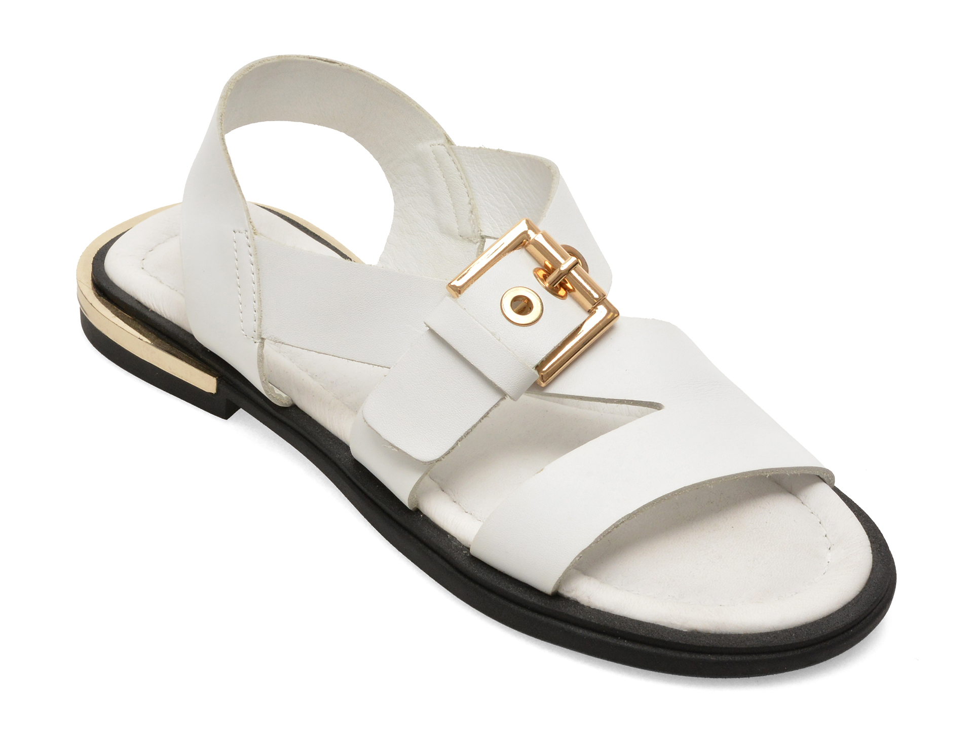 Sandale GOLD DEER albe, 458015, din piele naturala