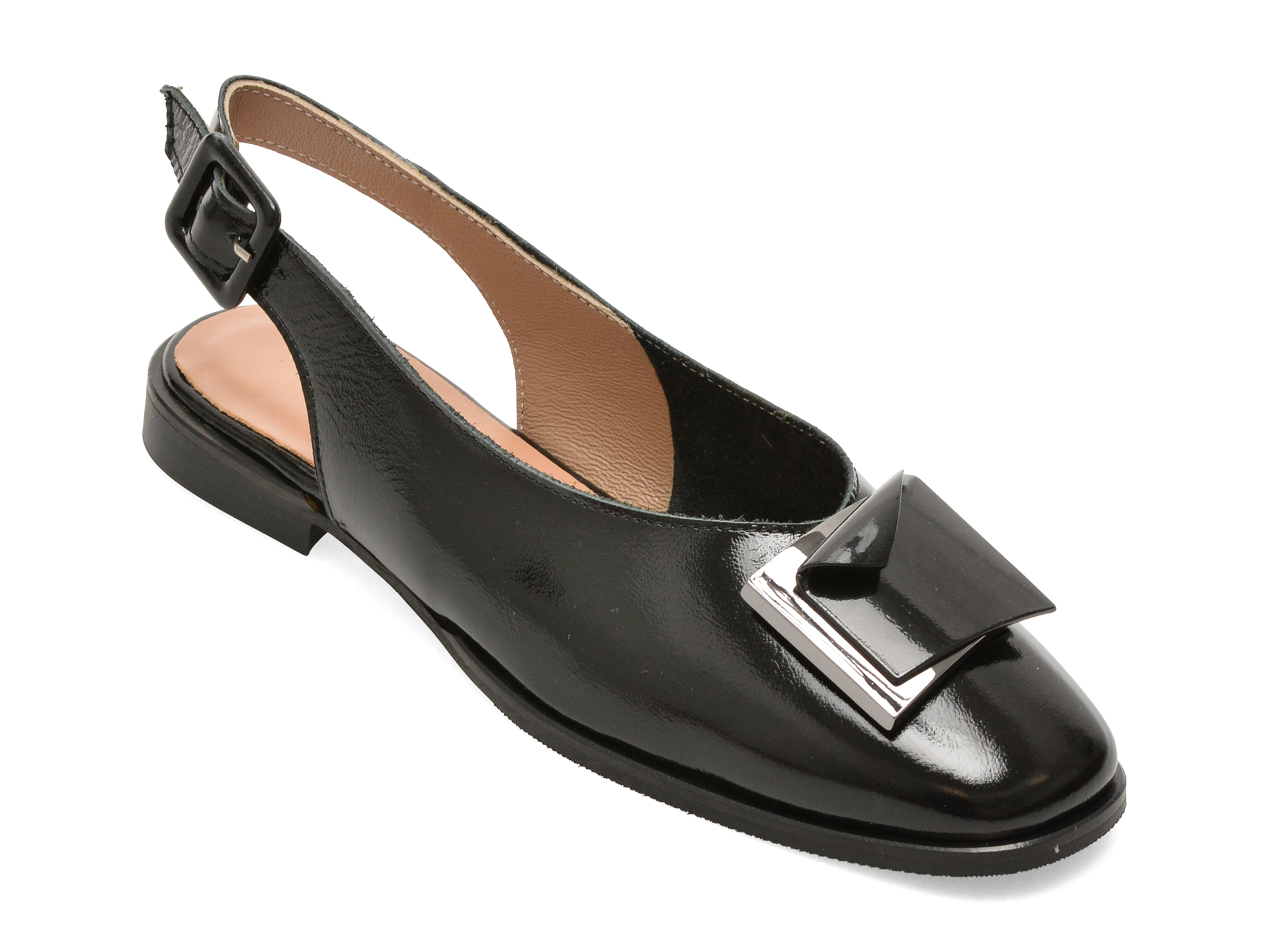 Pantofi eleganti GOLD DEER negri, 420925, din piele naturala lacuita