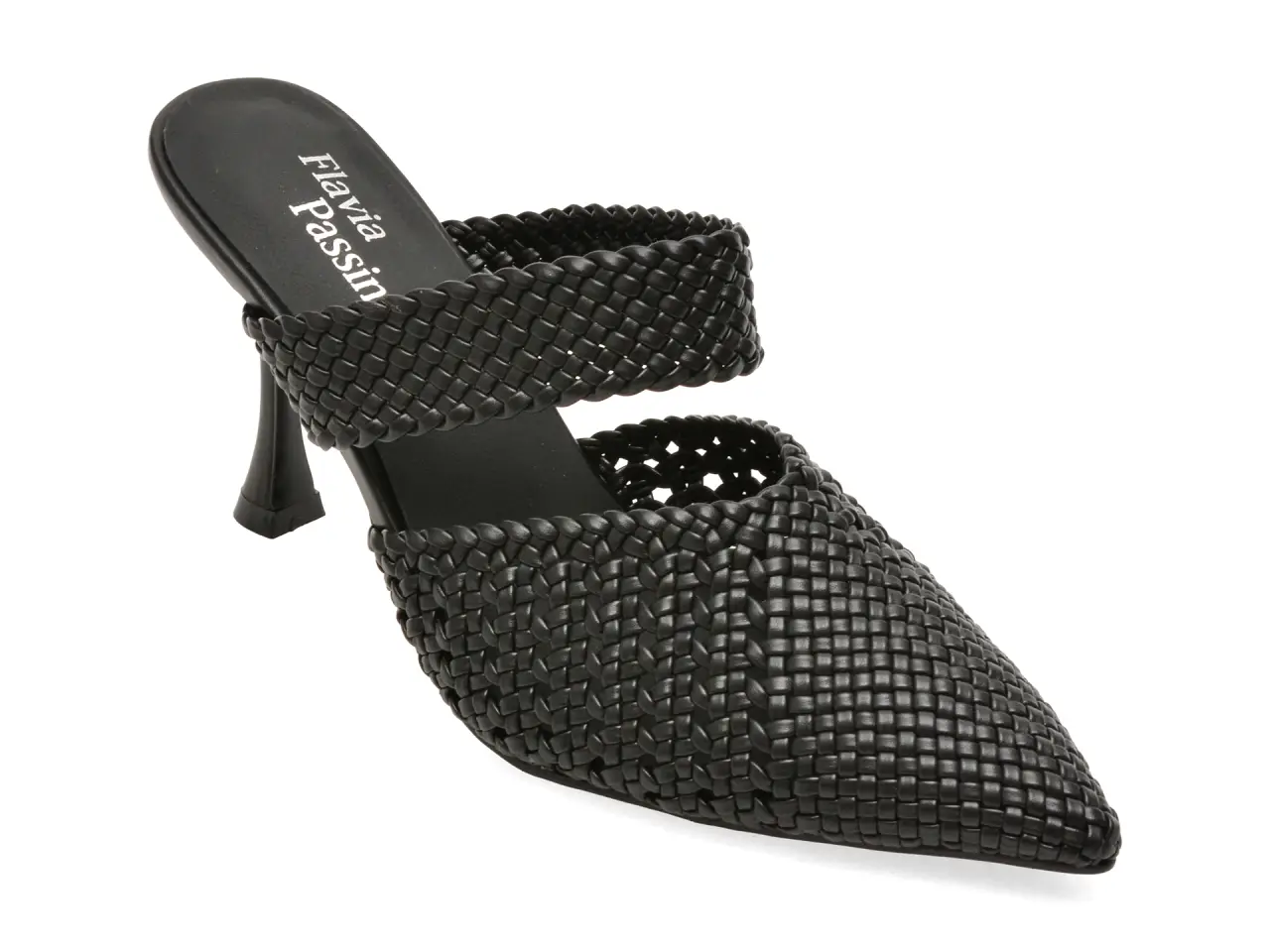Papuci eleganti FLAVIA PASSINI negri, Q4068, din piele ecologica