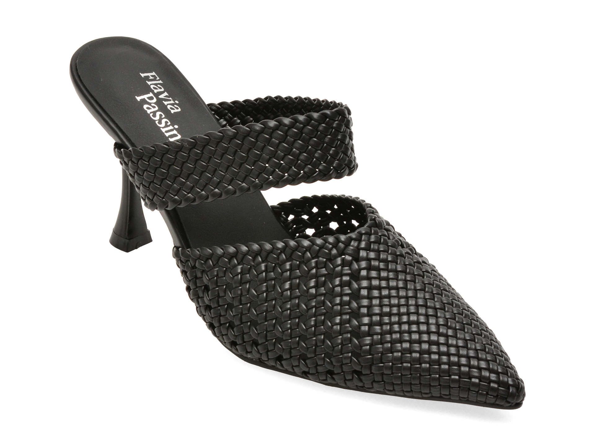 Papuci eleganti FLAVIA PASSINI negri, Q4068, din piele ecologica