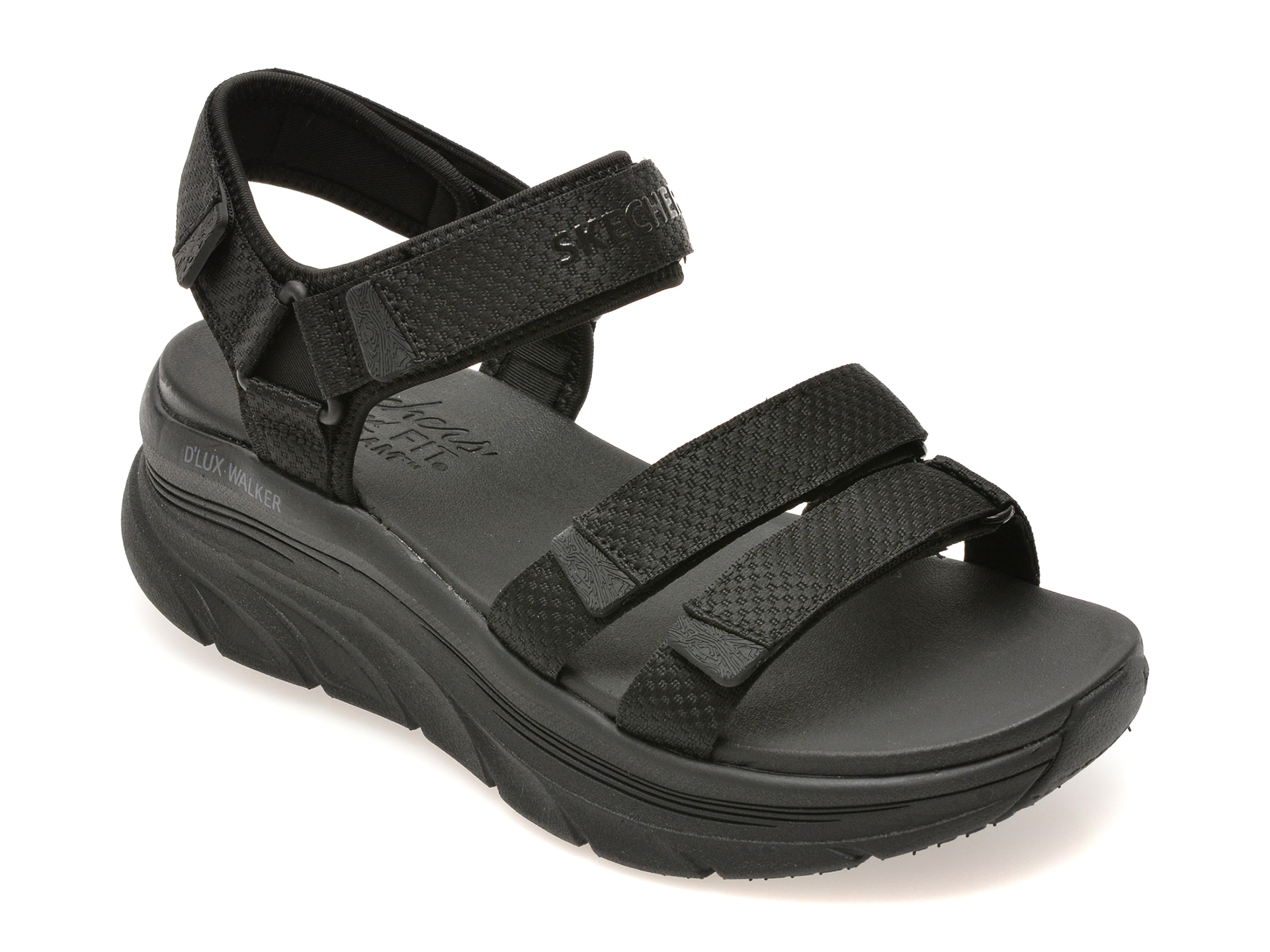 Sandale SKECHERS negre, D LUX WALKER, din material textil