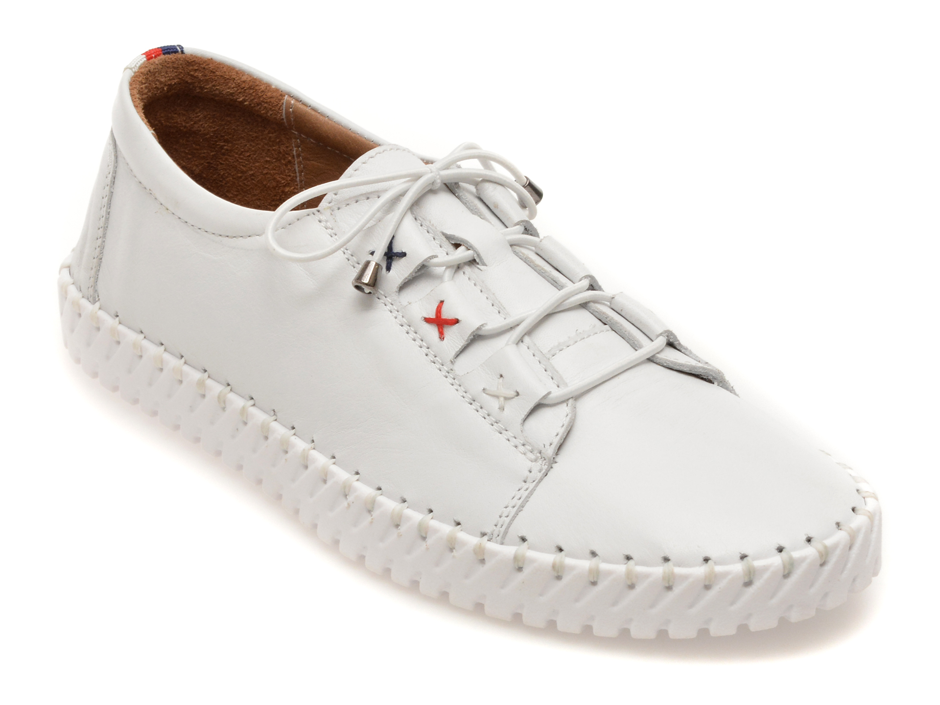 Pantofi GRYXX albi, EV2950, din piele naturala