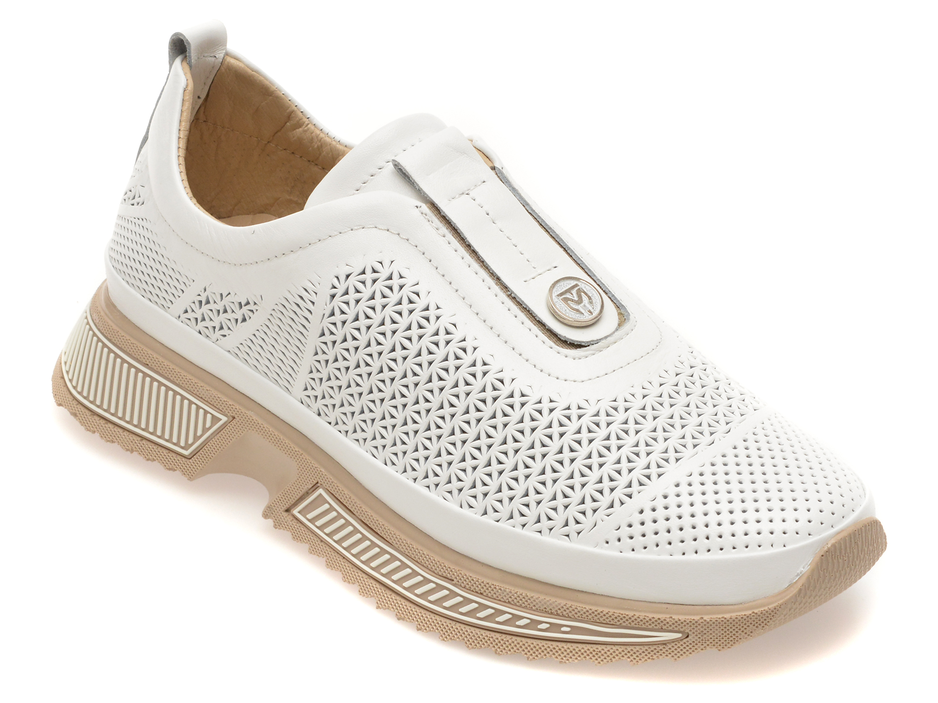 Pantofi sport IMAGE albi, 251YZ72, din piele naturala