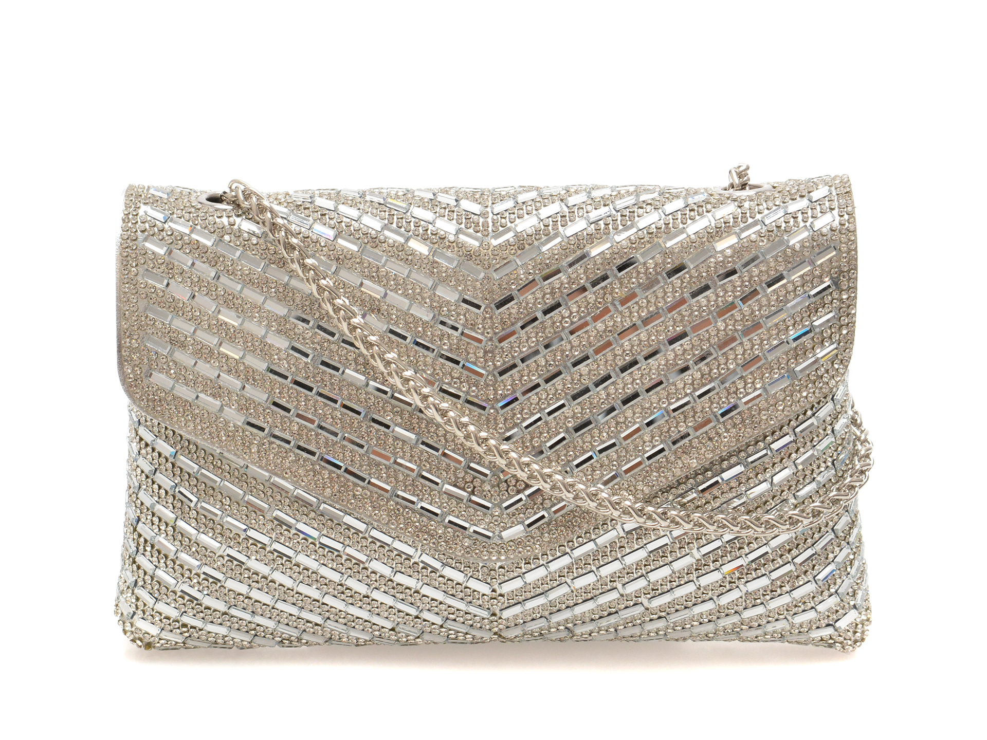 Geanta ALDO argintie, SPARKLEBAG 048, din piele ecologica