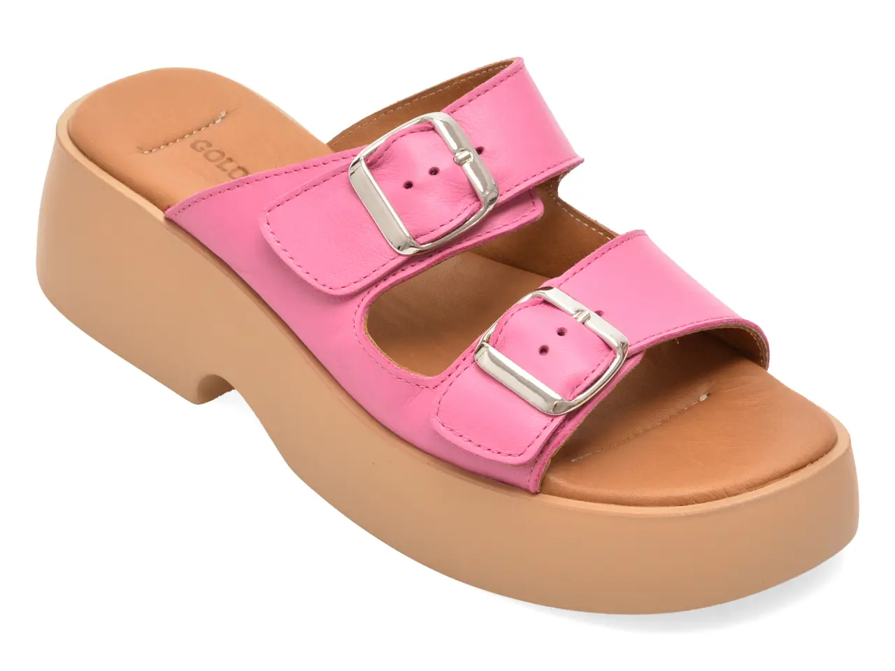 Papuci GOLD DEER fucsia, 13228, din piele naturala