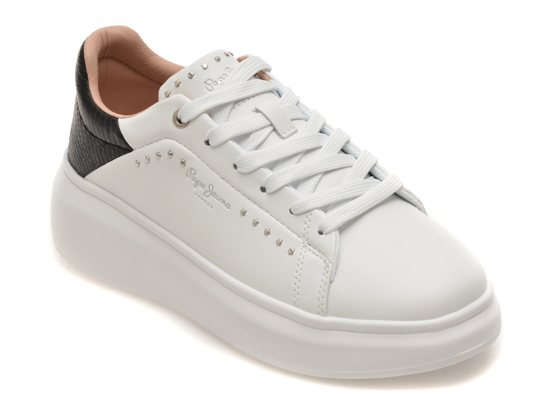 Pantofi sport PEPE JEANS albi, LS00022, din piele naturala