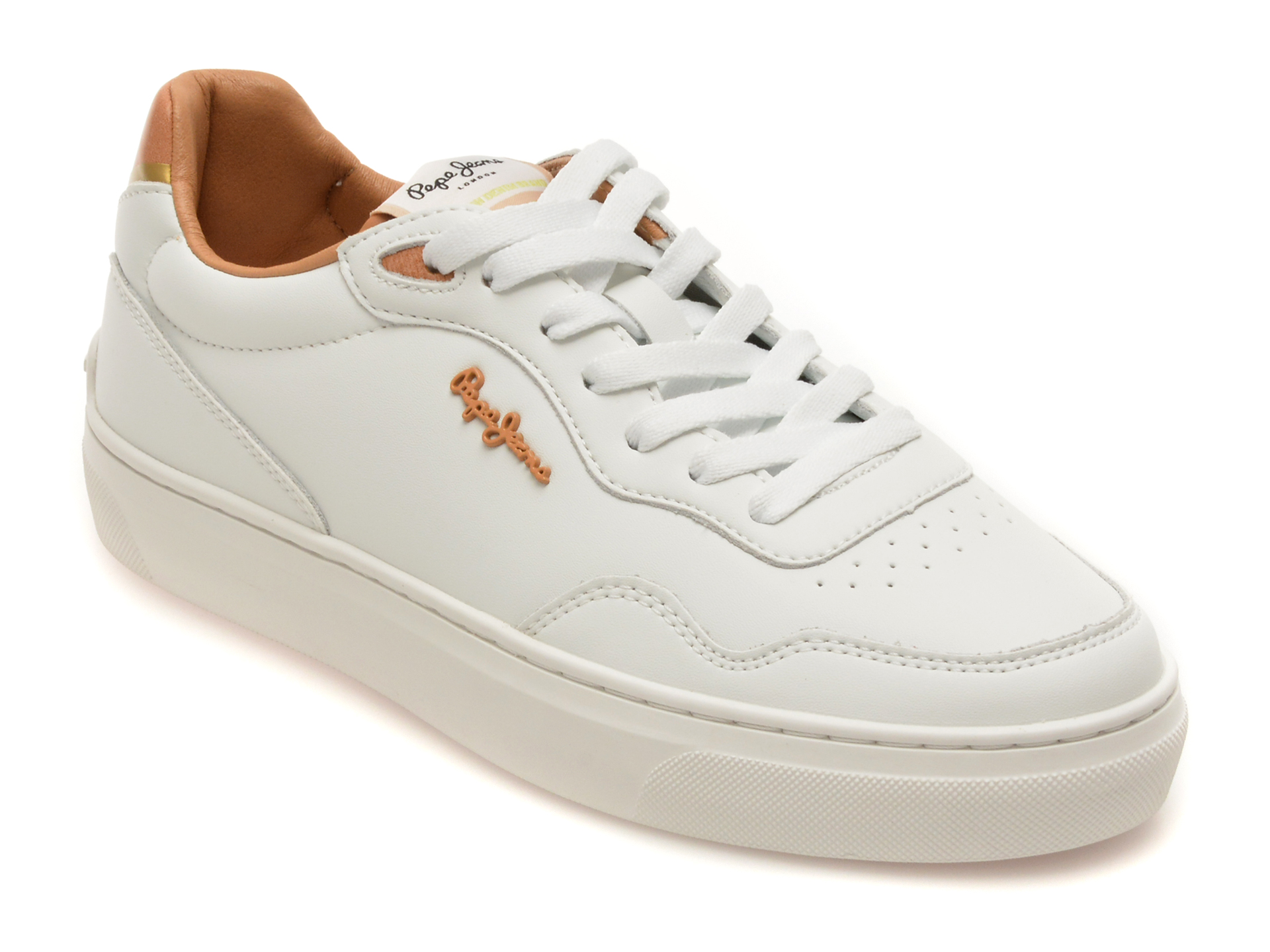 Pantofi sport PEPE JEANS albi, LS00030, din piele naturala