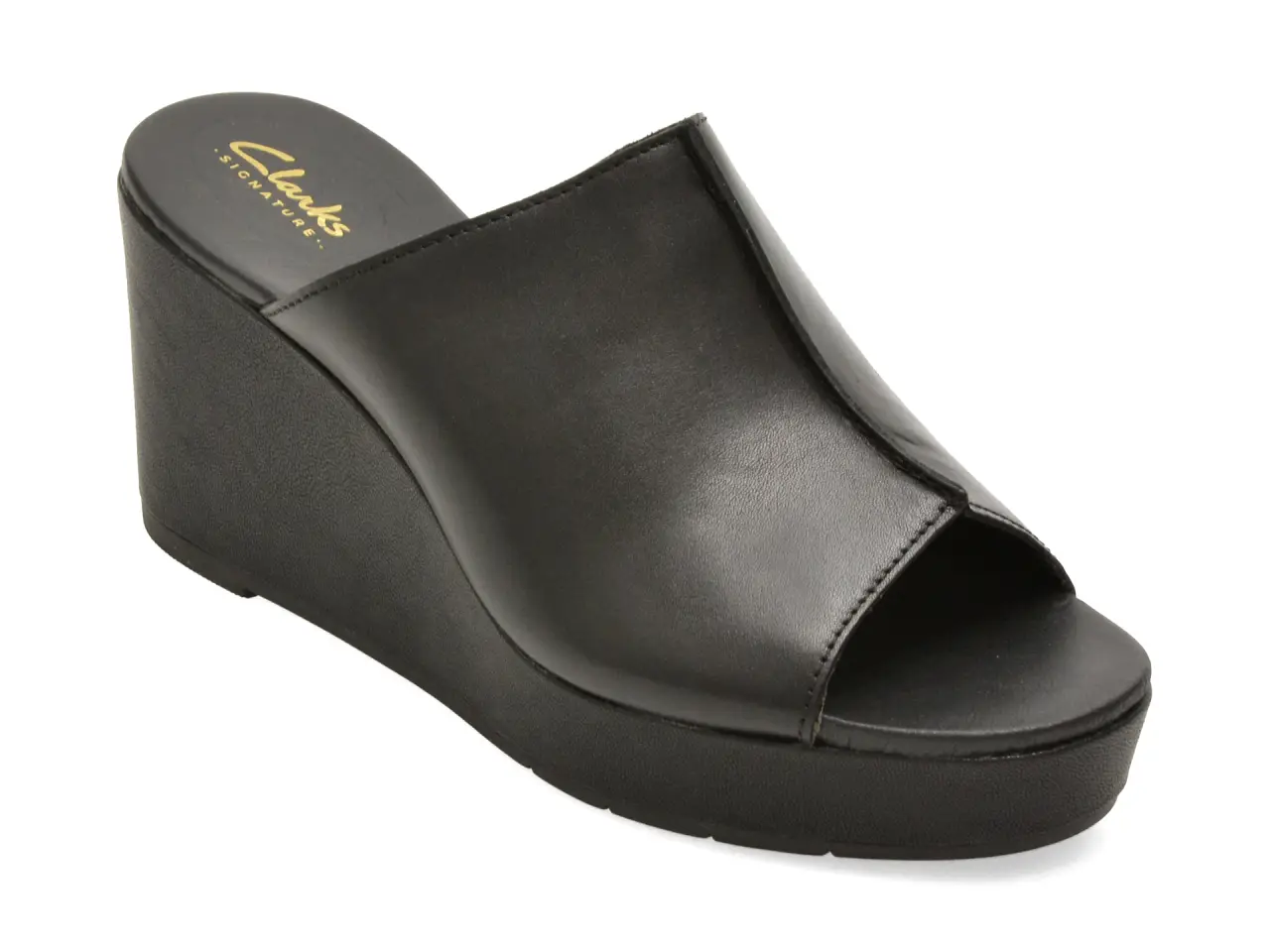 Papuci CLARKS negri, SABINA MULE, din piele naturala