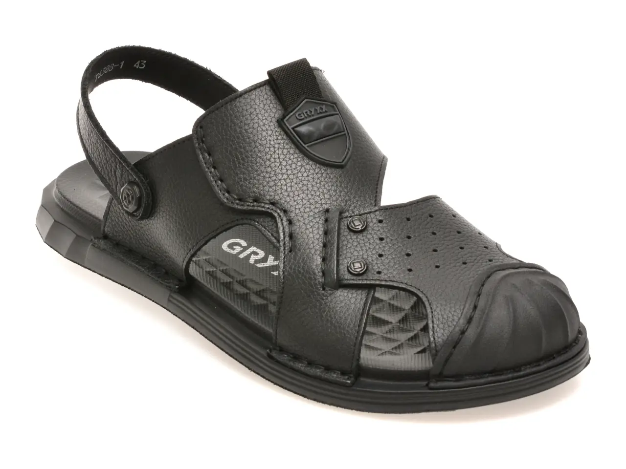 Sandale GRYXX negre, T6388, din piele naturala