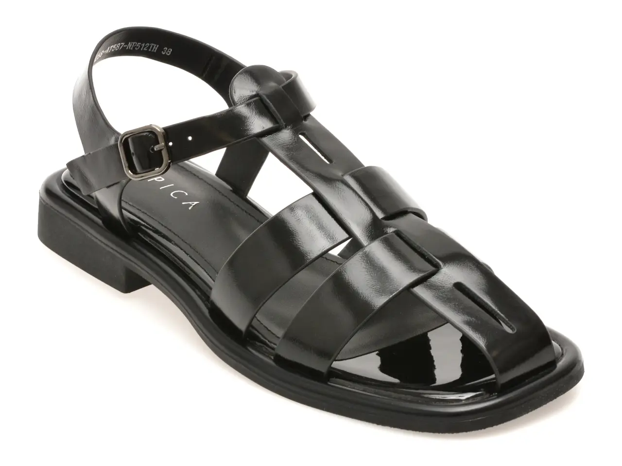 Sandale EPICA negre, 1258587, din piele naturala