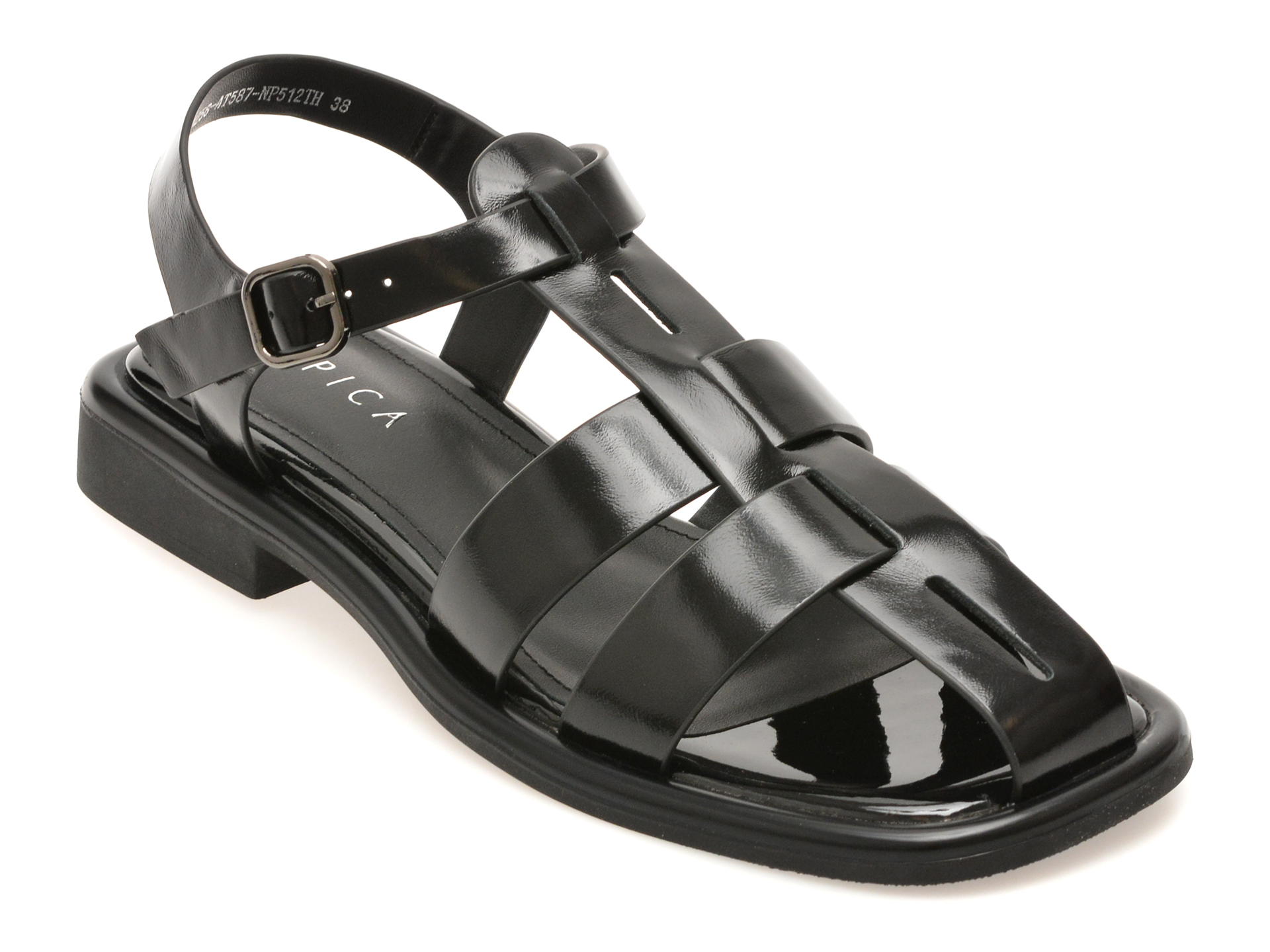 Sandale EPICA negre, 1258587, din piele naturala