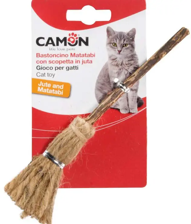CAMON Jucărie pentru pisici Mătură, cu Silver Vine şi iută, 17cm